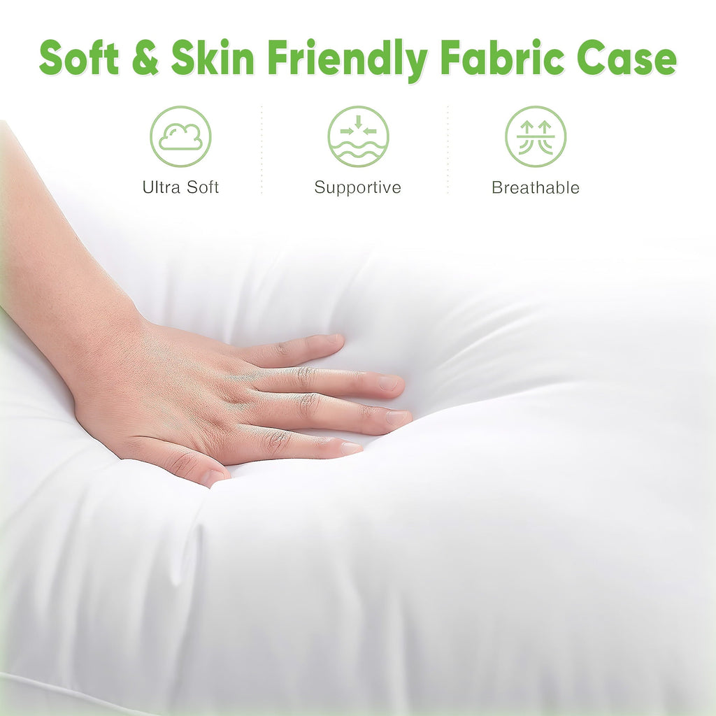 Hotel Collection Goose Feather Down Pillows for Sleeping,Luxury Hotel Collection Queen Size Soft Bed Pillow,1 Pack,Queen (20.2" x 28.2") - Hotel Quality Plush Sleeping Pillows Detail