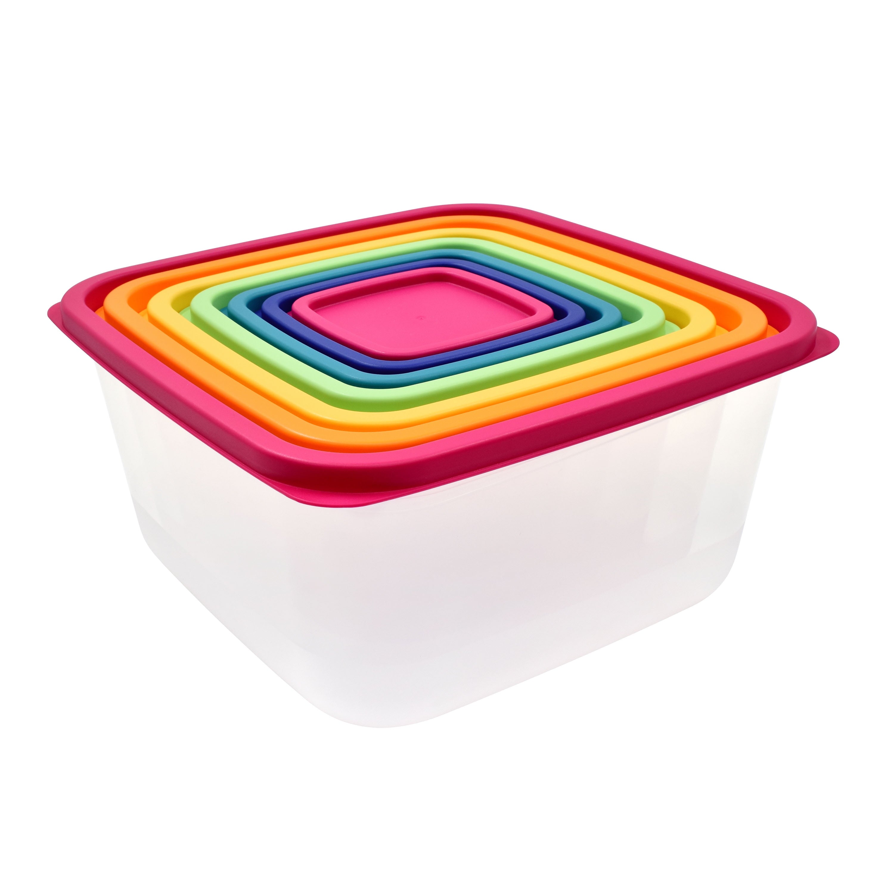 Sweet Treat Shaped Plastic Rainbow Food Storage Set, Multi Color, 14 Count, Best Used for Leftover Storage and Reheating - Playful Star & Heart Shaped Geometric NeeDoh Detail
