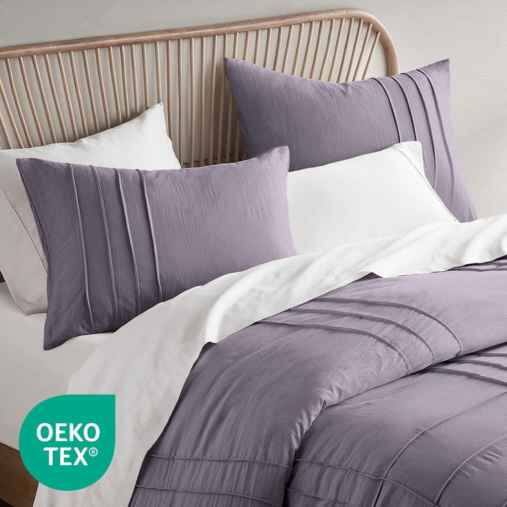 All-Season Full/Queen Comforter Set, Boho 3-Piece Pintuck Stitching Bedding Set, Soft Washed Pleated Bed Sets with Pillow Shams,... - Hypoallergenic Ultra-Fluffy Quilt for Winter Detail