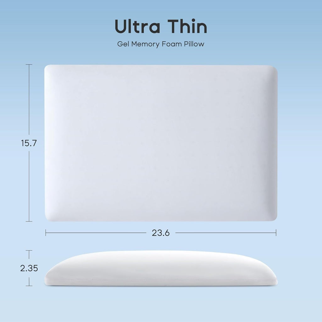Decorative Plump Ultra Thin Cooling Memory Foam Pillows, Summer Bed Pillows for Back, Stomach or Side Sleepers, Flat Pillow with Washa... - Decorative Throw Pillow Cushion for Sofa & Bed Detail