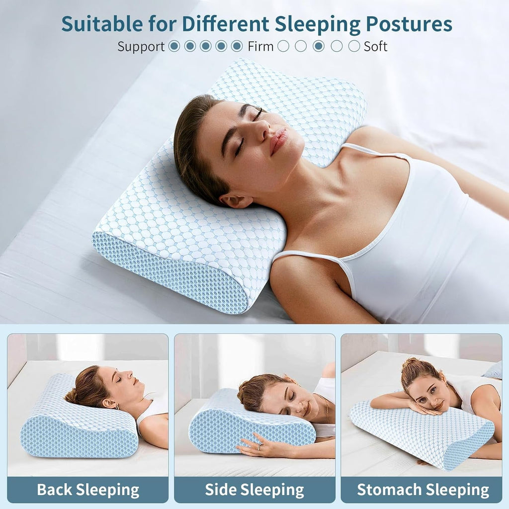 Decorative Plump for Neck Pain Relief, Contour Memory Foam s for Sleeping, Odorless Ergonomic Adjustable Orthopedic Cooling Bed Neck S... - Hotel Quality Plush Sleeping Pillows Detail