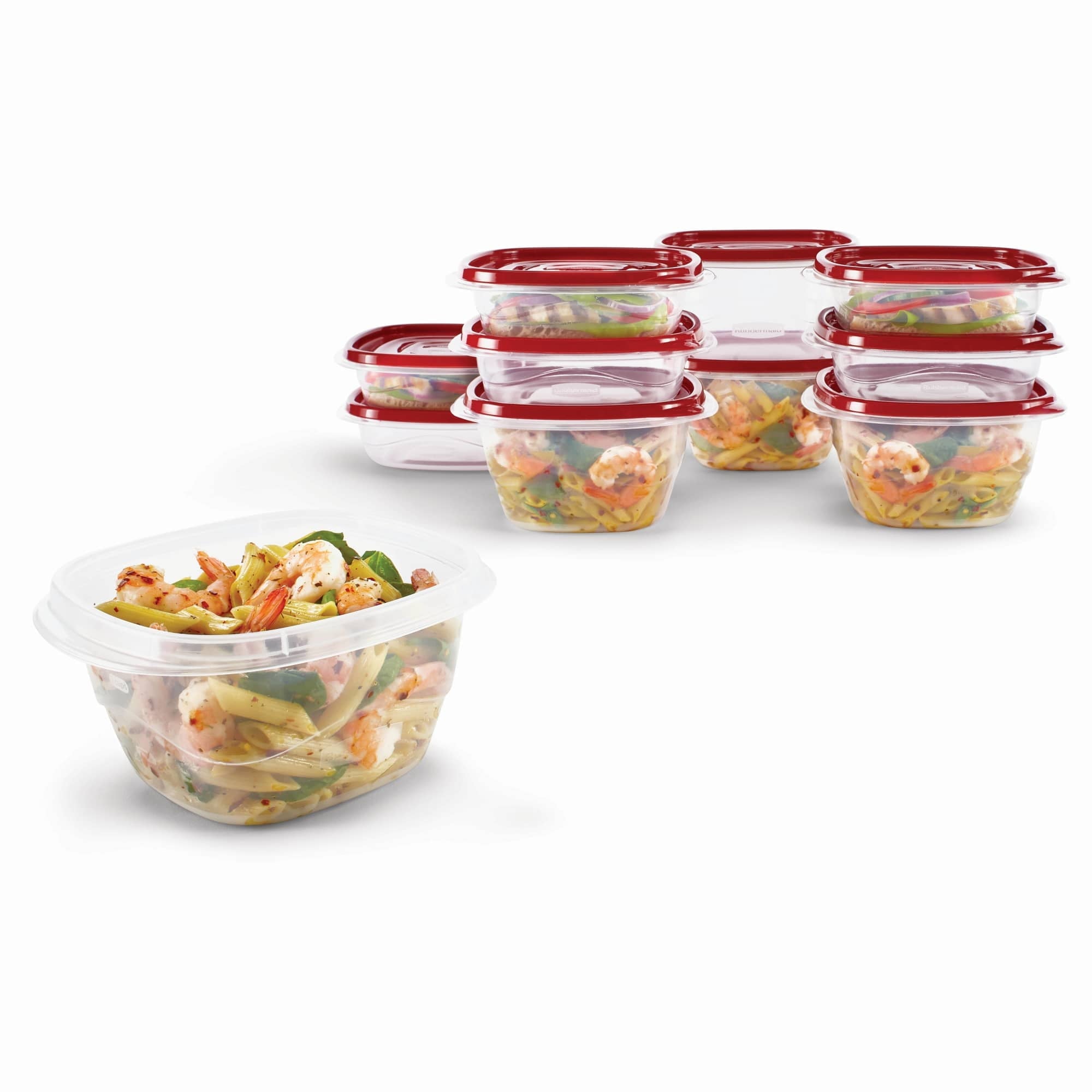 Whimsical Doughnut Square Food Storage Containers, Ruby Red, 10 pack - Playful Star & Heart Shaped Geometric NeeDoh Detail