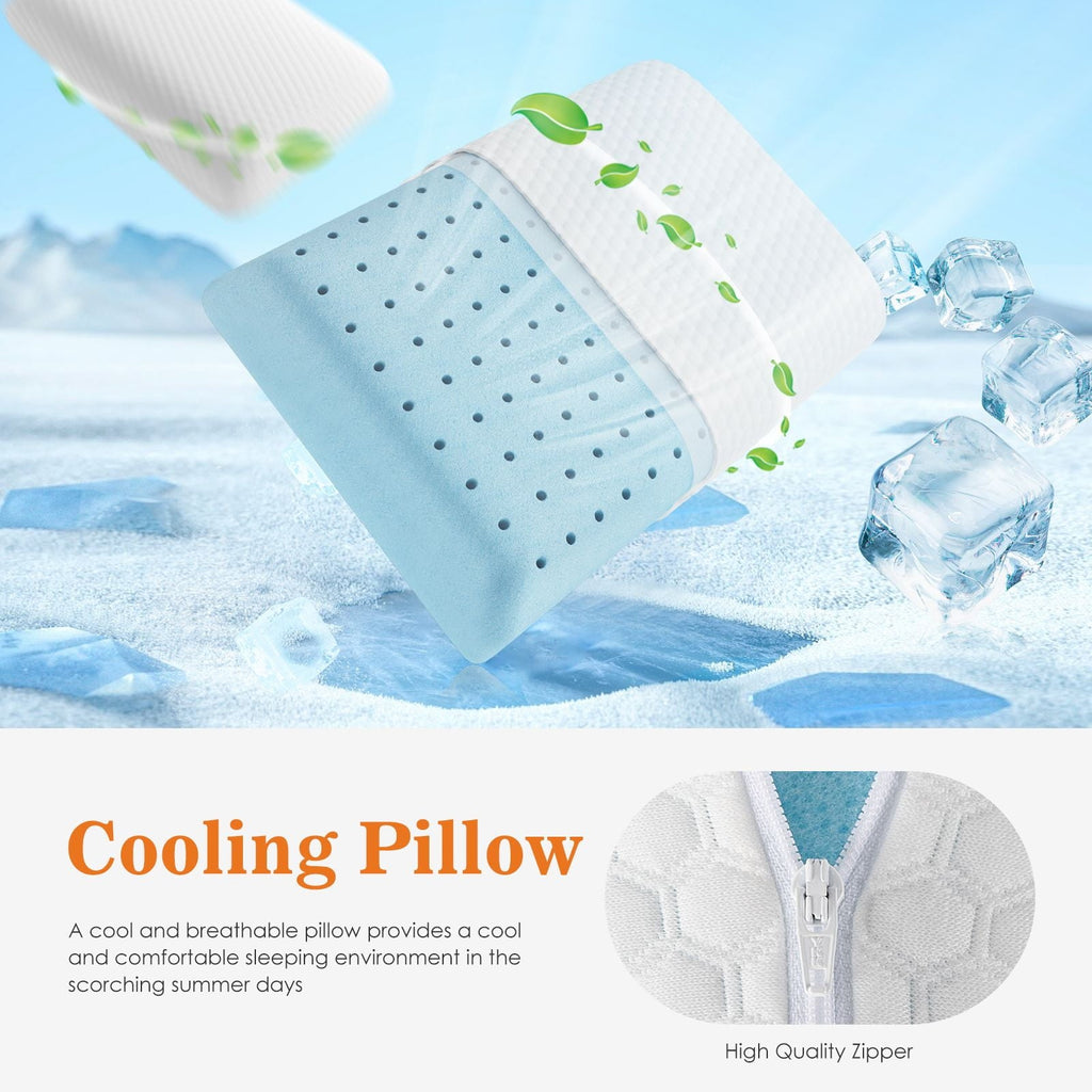 Decorative Plump Memory Foam Pillow, Standard Size Pillows for Sleeping, Bed Pillow Soft and Comfortable, 1 Pack - Orthopedic Shredded Foam Bed Pillow Set Detail