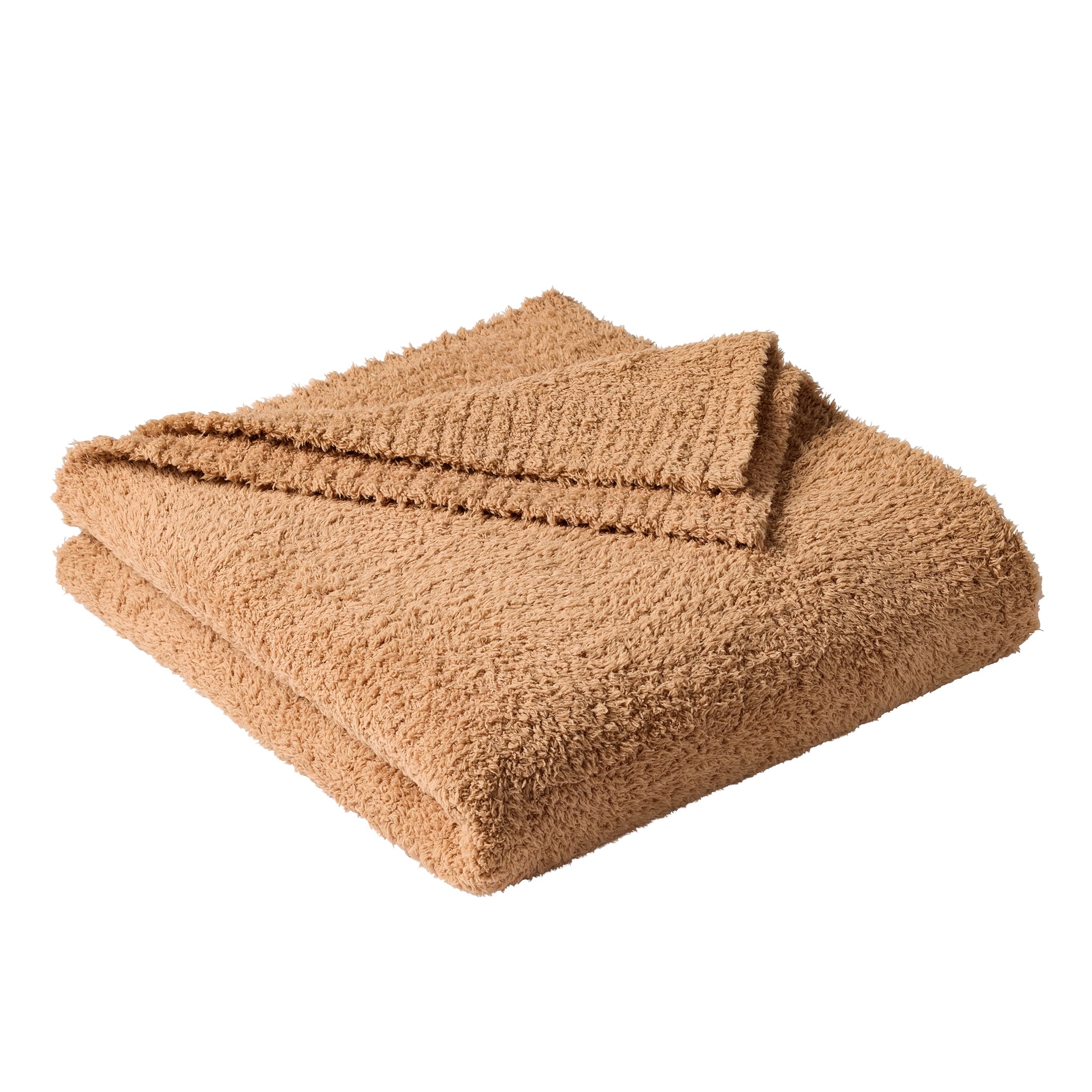 Reversible Sherpa Cozy Knit Throw, Dark Caramel, 50x72" - Cozy Fleece Throw Blanket for Couch & Bed Detail
