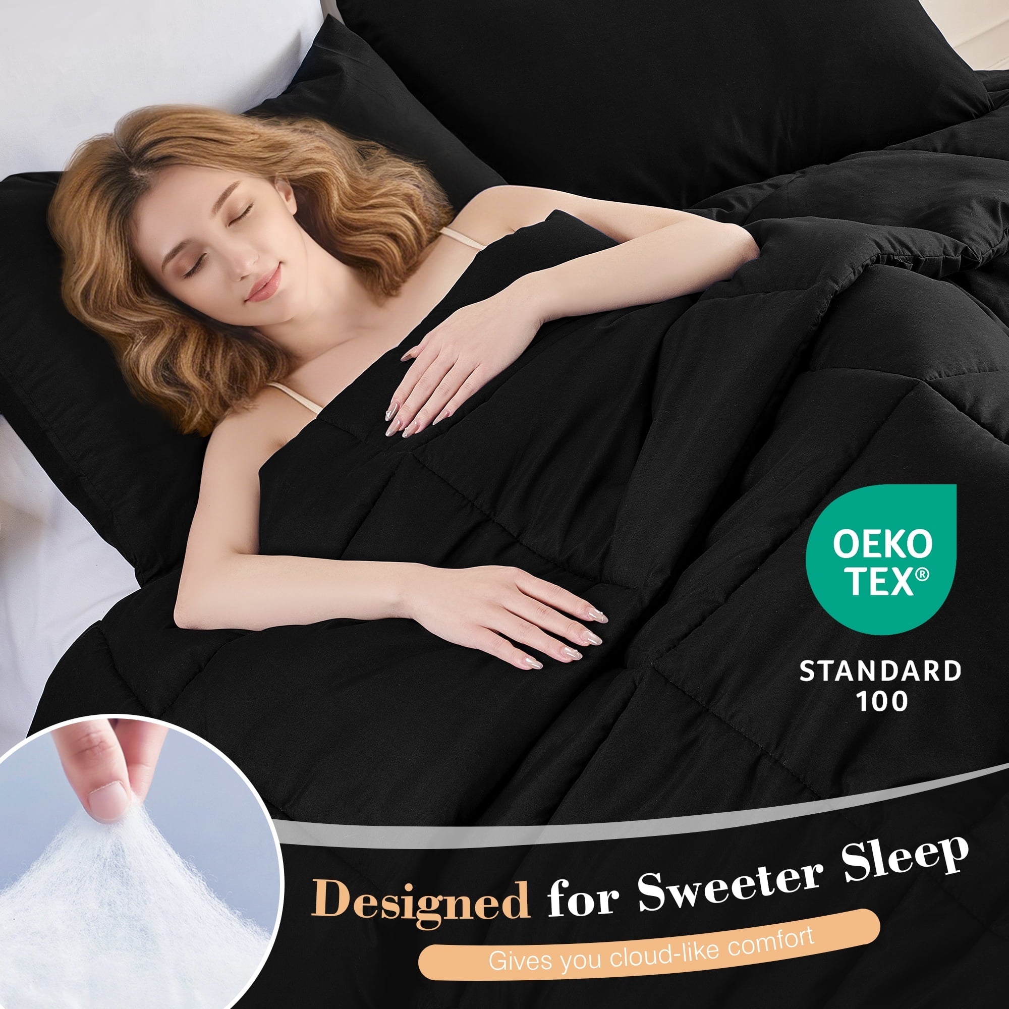 Hypoallergenic Cloud Queen Size Comforter Sets, 3 Piece Soft Quilted Bedding Sets, All-Season Down Alternative Comforter with 2 Pillow Sha... - Luxurious Quilted Duvet Cover Set Detail