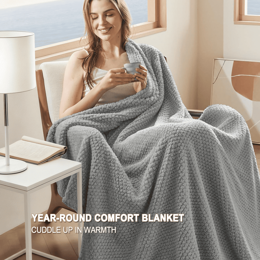 Lightweight Warm Soft Jacquard for Couch, Waffle Weave Fuzzy s for Home Decor, Lightweight and Warm Bed s for Bed Sofa Office Travel - Luxury Knitted Decorative Throw Blanket with Fringes Detail