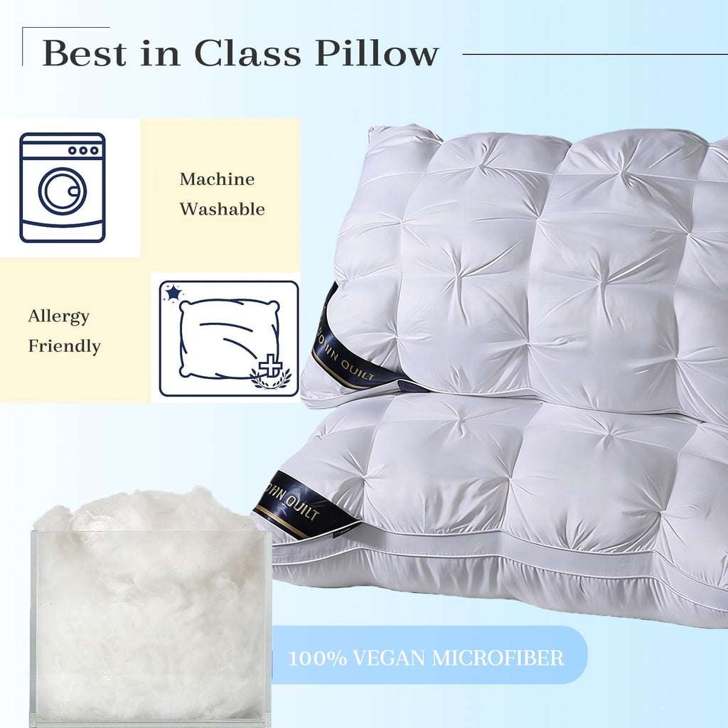 Hotel Collection 2-Pack White Twisted Bed Pillows (20" x 16.5") - Soft Plush Down Alternative, Breathable and Hypoallergenic, Standard... - Ergonomic Memory Foam Pillow for Neck Pain Support Detail