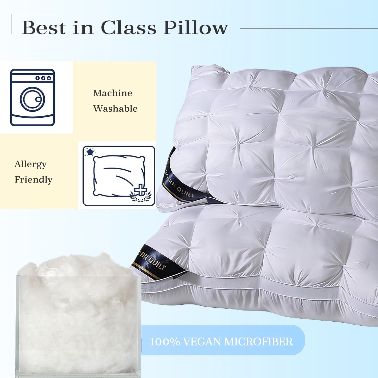 Hotel Collection 2-Pack White Twisted Bed Pillows (20" x 16.5") - Soft Plush Down Alternative, Breathable and Hypoallergenic, Standard... - Ergonomic Memory Foam Pillow for Neck Pain Support Detail