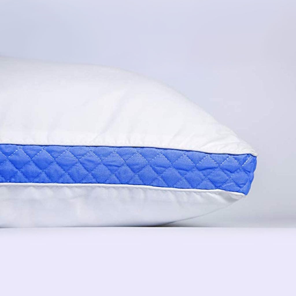 Decorative Plump Gusseted Quilted King Size Bed Pillows Set of 2, Blue Bed Pillows for Side Sleepers and Back Sleepers - Decorative Throw Pillow Cushion for Sofa & Bed Detail