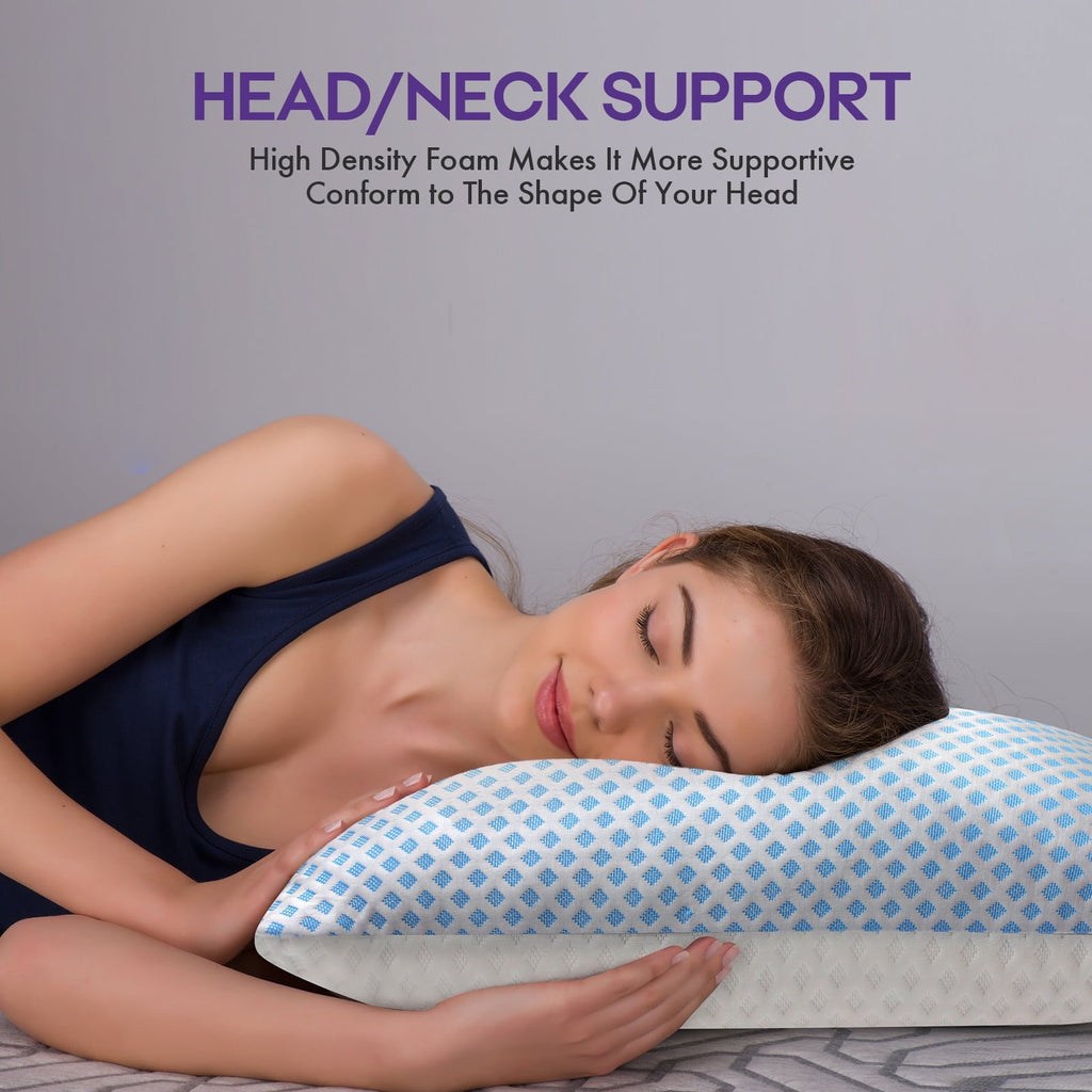 Orthopedic Support Cooling Pillows for Bed Sleeping Shredded Memory Foam Pillows Queen Size Set of 2 Pack 20 x 30 inches - Hotel Quality Plush Sleeping Pillows Detail