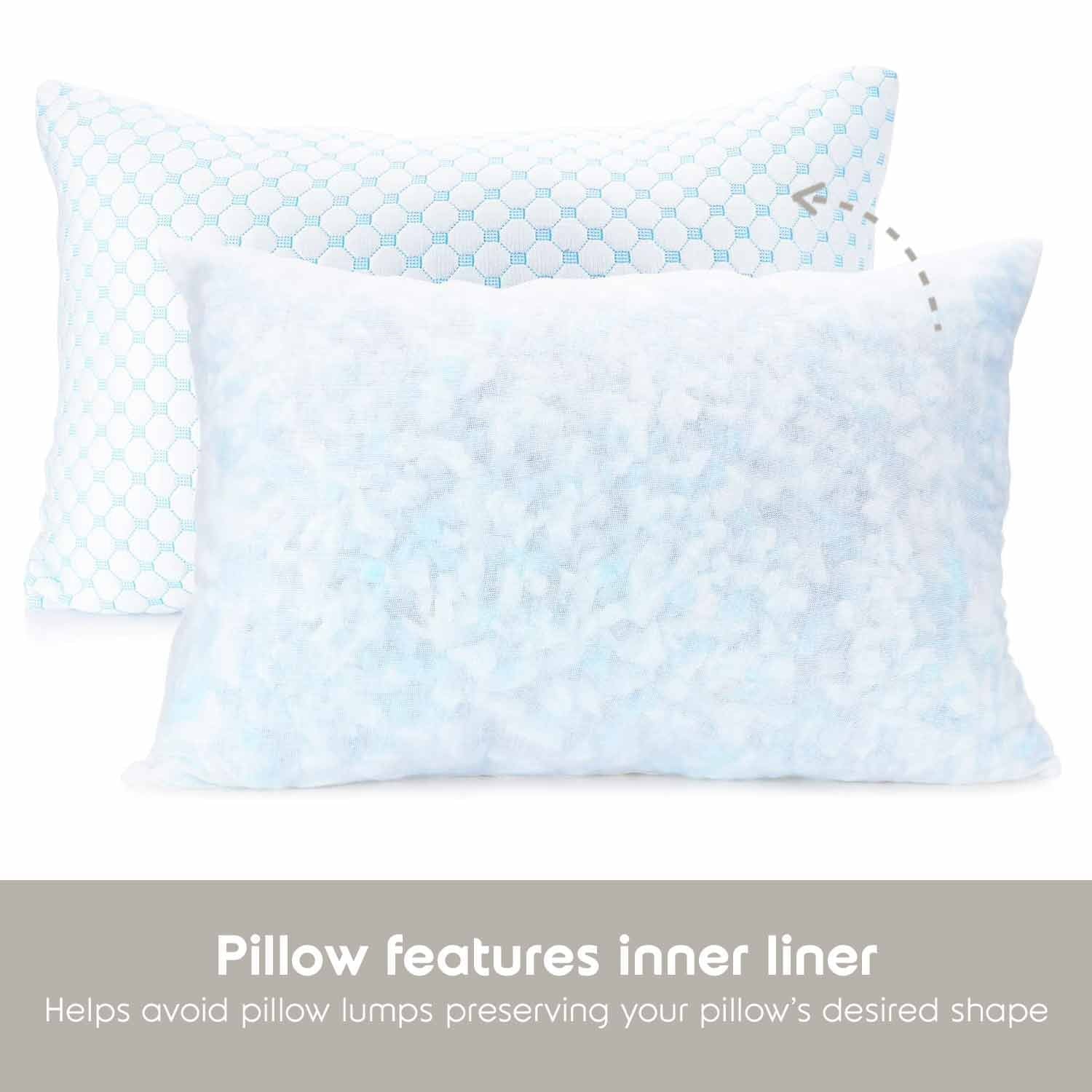 Decorative Plump Cooling Pillows for Bed, Memory Foam Bed Pillow, Queen Pillows 20” X 28”, 2 Pack - Decorative Throw Pillow Cushion for Sofa & Bed Detail