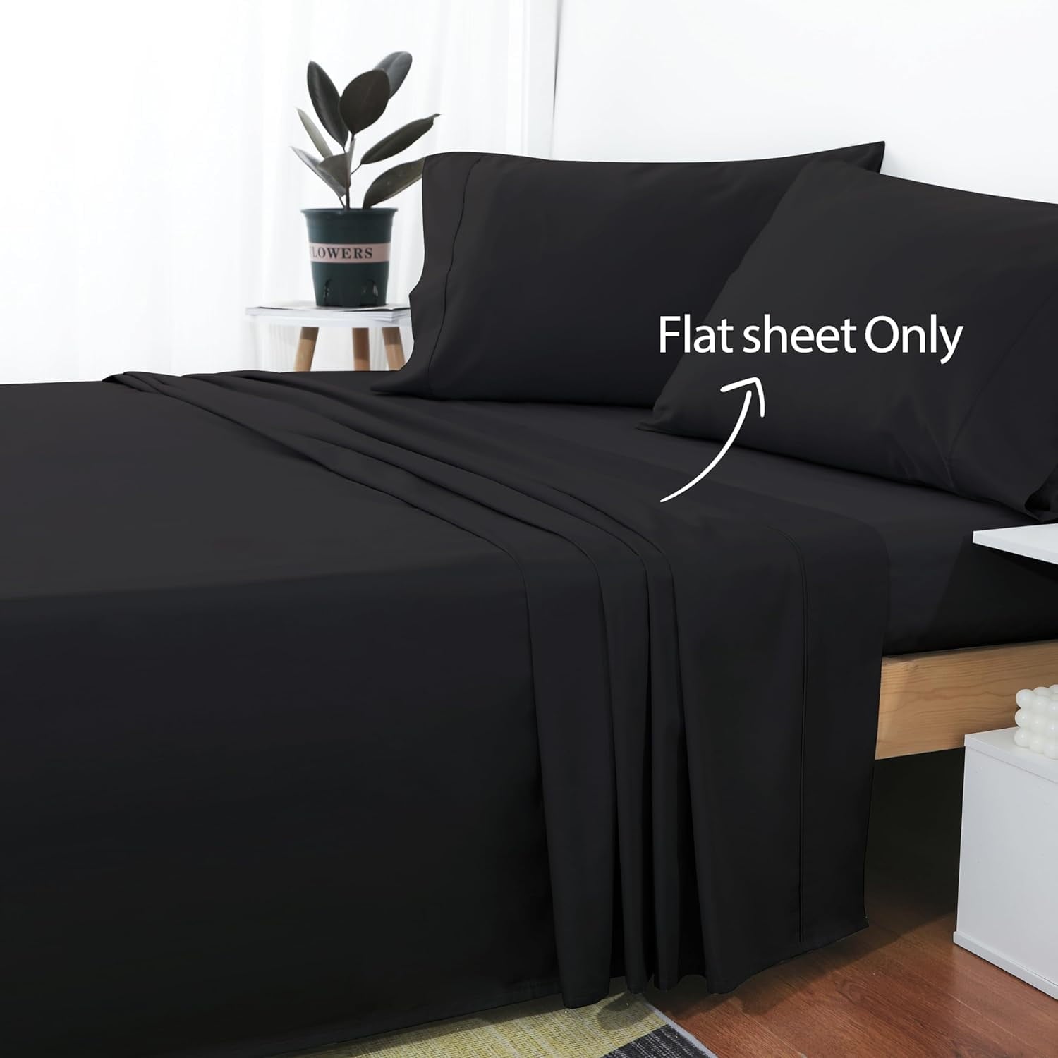 Breathable Luxury Sheet Only, 600 Thread Count 100% Egyptian Top Sheet 1Pcs, Cool & Breathable Bed Sheets Wrinkle, Fade, Stain Resistan... - Luxury Bed Sheet Set with Deep Pockets Detail