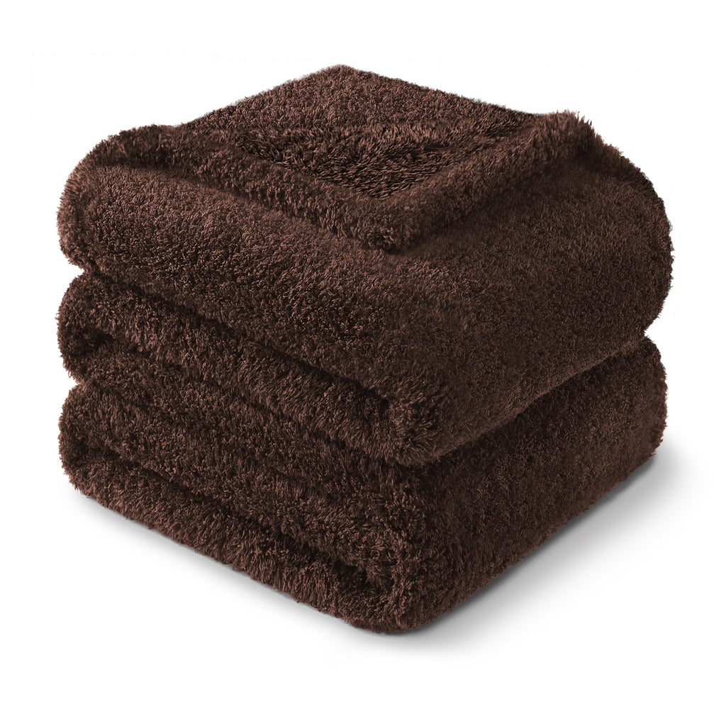 Reversible Sherpa Fuzzy Fleece Throw Blanket for Couch Sofa, Lightweight Fluffy Solid Velvet Blanket, 50x60 Inches, Coffee - Lightweight Plush Warm Blanket for All Seasons Detail