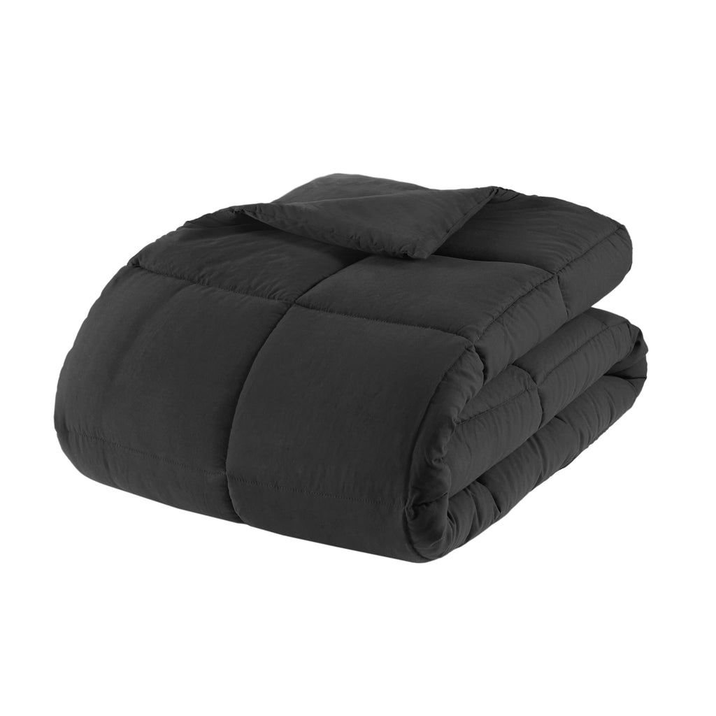 Hypoallergenic Cloud All in One Down Alt Reversible Comforter and Sheet set- 5 Piece, Twin, Black - Cloud-Like Soft Lightweight Bed Comforter Detail