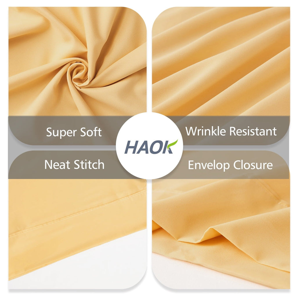 Decorative Plump Solid Print Pillow Cases, King, Beige, 2-Pieces - Orthopedic Shredded Foam Bed Pillow Set Detail