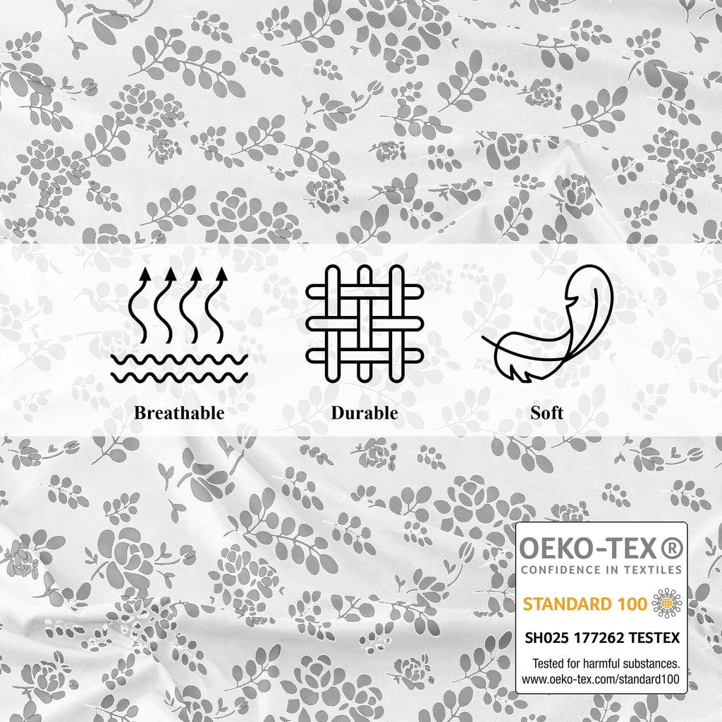 Wrinkle-Resistant Lux Decor Twin Microfiber Bed Sheets - 3 Piece Floral Sheet Set, Soft Breathable Bedding, Wrinlkle Resistant, OEKO-TE... - Breathable Egyptian Cotton Flat & Fitted Sheets Detail