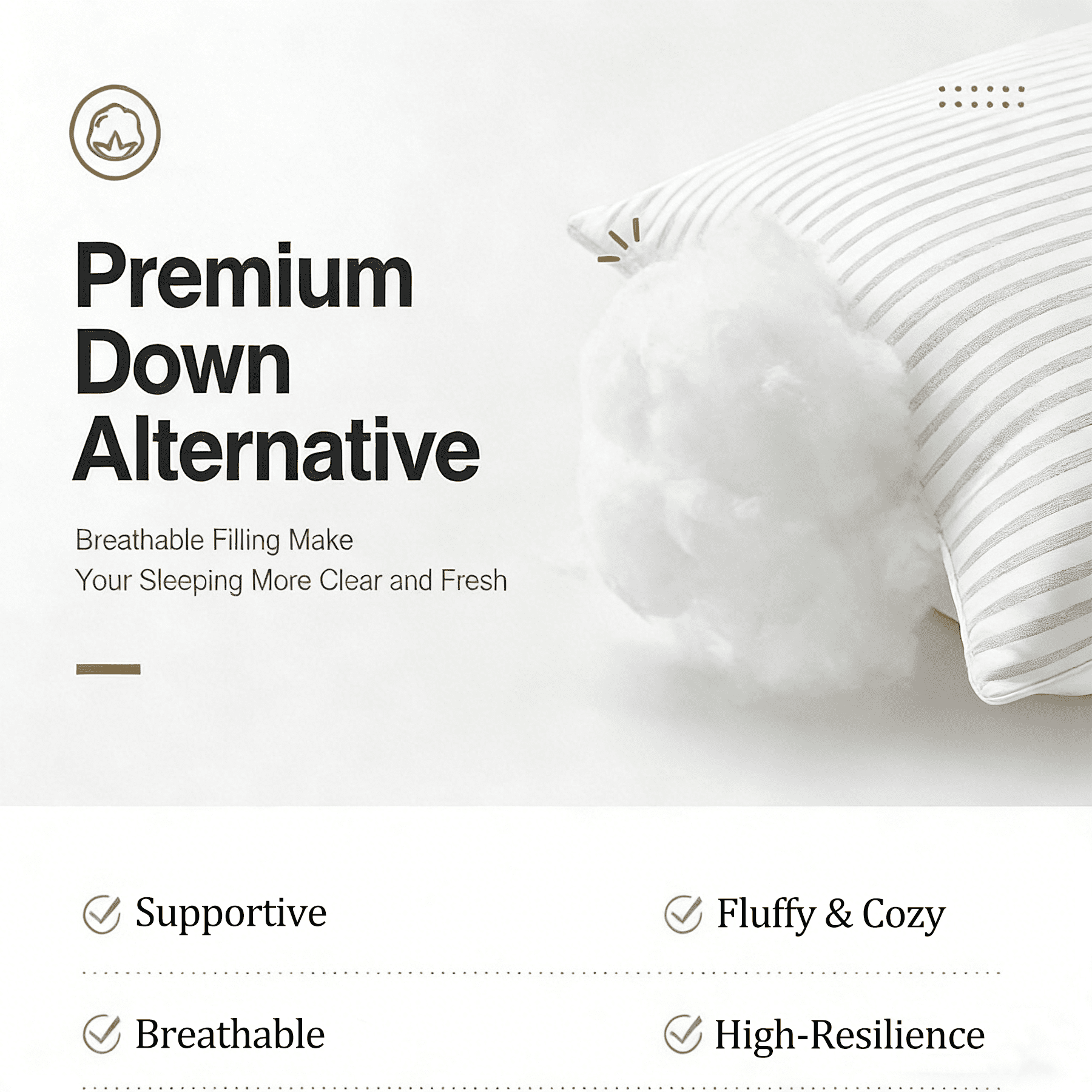 Hotel Collection Pillow for Bed Standard Size Set of 2 ,Down Alternative Pillows for Sleeping 20x26inch, Luxury Hotel Pillow for Back,... - Ergonomic Memory Foam Pillow for Neck Pain Support Detail