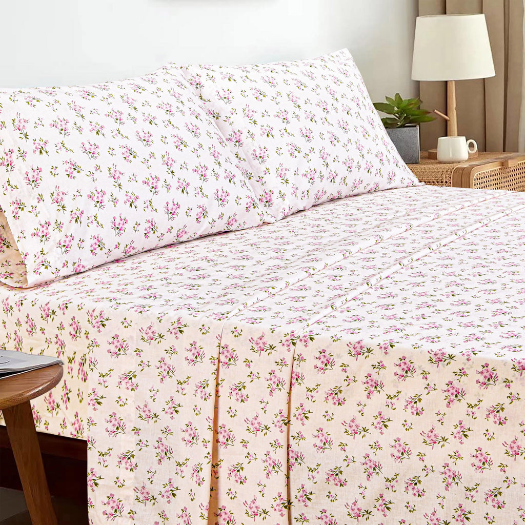 Wrinkle-Resistant 100% Cotton Full Size Bed Sheets Set with Deep Pockets, Cozy Percale sheets with Elastic Fitted Sheet Set Ultra Soft ... - Luxury Bed Sheet Set with Deep Pockets Detail