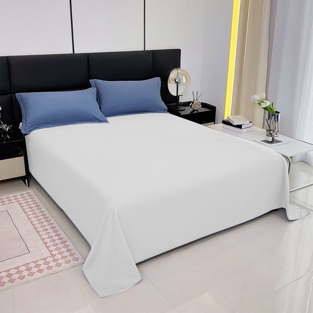 Wrinkle-Resistant Color Twin Size Flat Sheet - Hotel Quality Top Flat Bed Sheet Only, Ultra Soft, Comfy, Breathable & Cooling - Fade & ... - Luxury Bed Sheet Set with Deep Pockets Detail