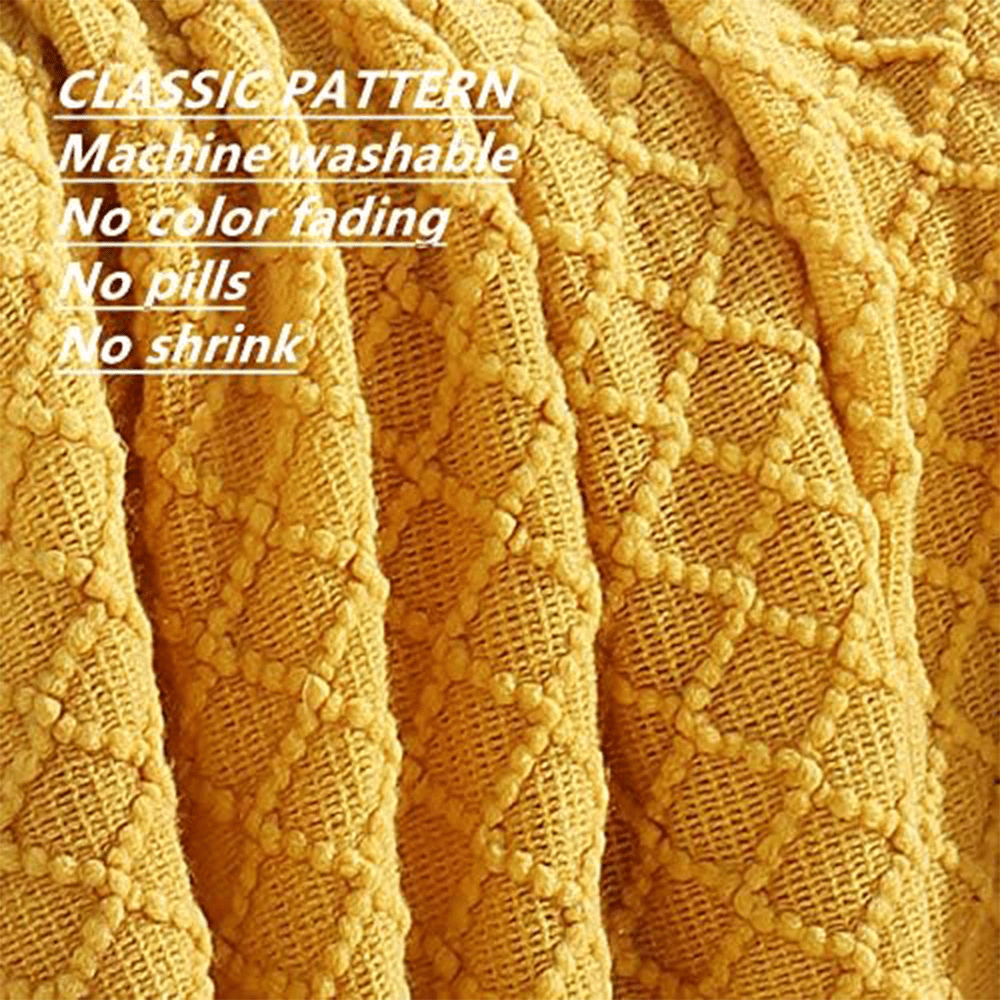 Cozy Fleece Decorative Soft Spring Summer Fall Throw Blanket ,for Couch Sofa Chair Bed,50''X60'',Mustard Yellow - Cozy Fleece Throw Blanket for Couch & Bed Detail