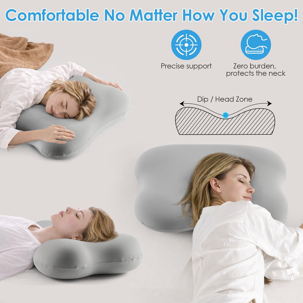 Decorative Plump Cervical Pillow Orthopedic Cervical Pillow for Neck Pain Relief, Memory Foam Bed Pillow with Pillowcase, Contour Bed ... - Decorative Throw Pillow Cushion for Sofa & Bed Detail