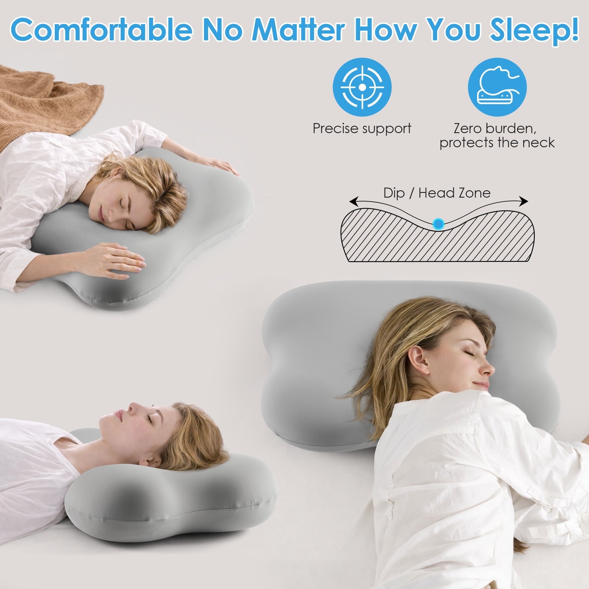Decorative Plump Cervical Pillow Orthopedic Cervical Pillow for Neck Pain Relief, Memory Foam Bed Pillow with Pillowcase, Contour Bed ... - Decorative Throw Pillow Cushion for Sofa & Bed Detail