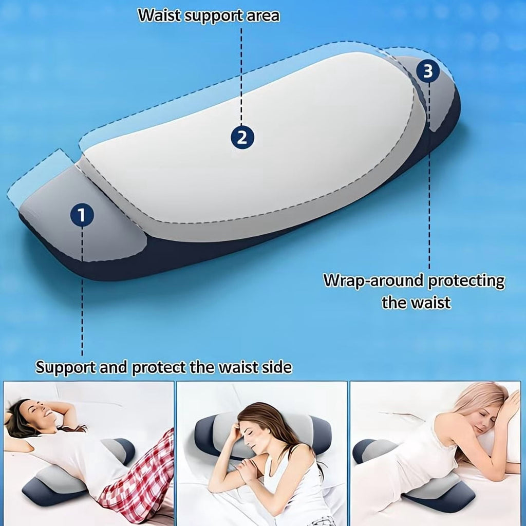 Hotel Collection Lumbar Support Pillow for Bed, Memory Foam Ergonomic Lower Back Support Waist Pillow for Side Back and Stomach Sleepe... - Orthopedic Shredded Foam Bed Pillow Set Detail