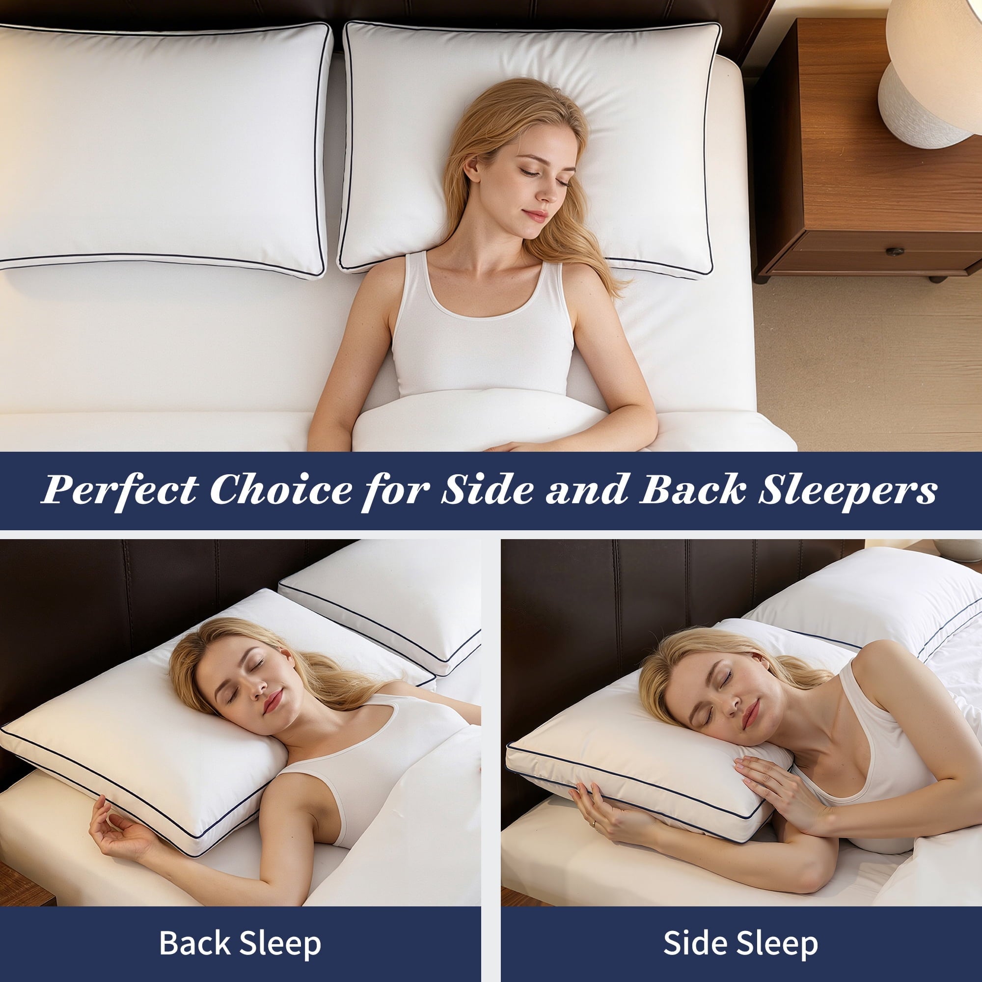 Orthopedic Support for Queen Size 2 Pack, Duck Feather and Shredded Memory Foam Soft Luxury Hotel Collection - Orthopedic Shredded Foam Bed Pillow Set Detail