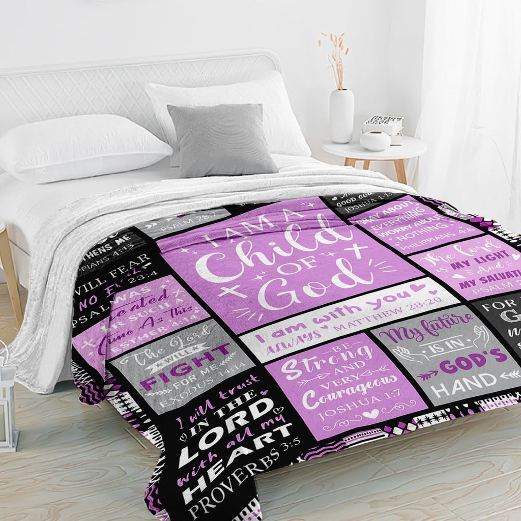 Cozy Fleece Christian Gifts for Women - Baptism Gifts for Girl - Child of God Blanket - Inspirational Birthday Religious Catholic... - Lightweight Plush Warm Blanket for All Seasons Detail