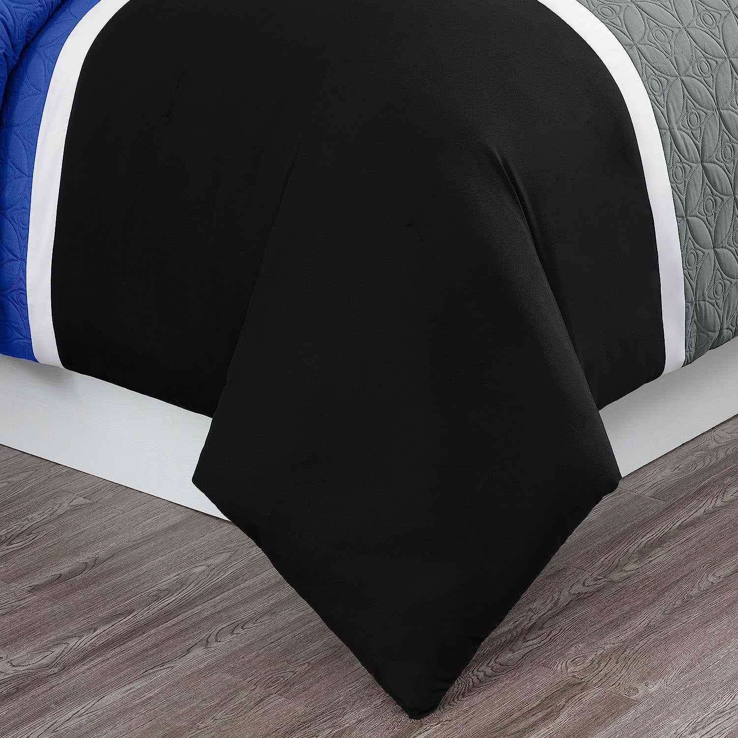 All-Season Bernard 7-Piece Full Bed in a Bag Comforter Set with Sheets, Lightweight Comforter Blue Black Gray Patchwork Quilted ... - Hypoallergenic Ultra-Fluffy Quilt for Winter Detail