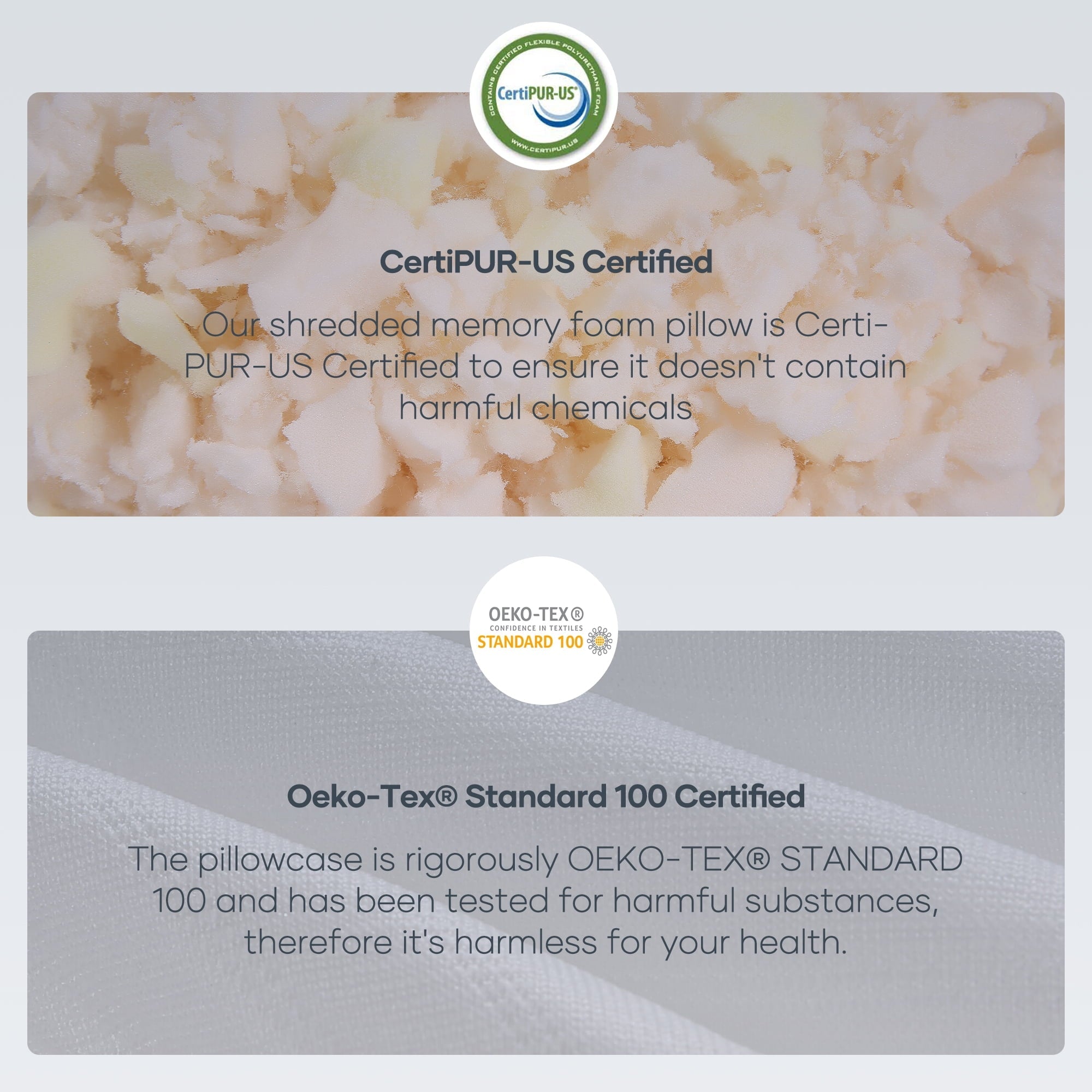 Hotel Collection Shredded Memory Foam Pillow 2 Pack Pillow for Bed, Side, Back and Stomach Sleepers, CertiPUR-US Certified 28"x20" - Ergonomic Memory Foam Pillow for Neck Pain Support Detail