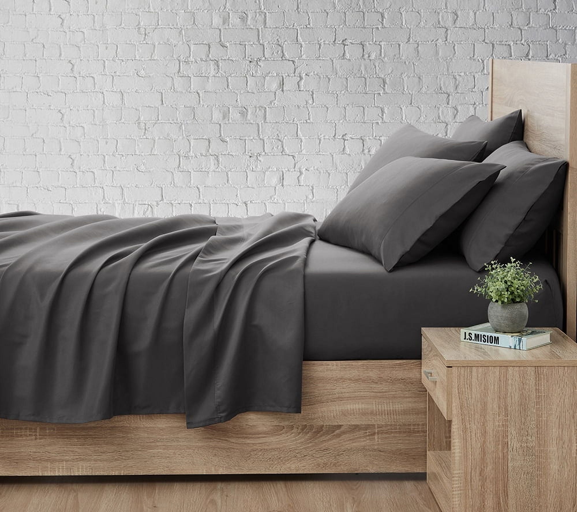 Ultra-Soft So Soft 3-Piece Dark Gray Sheet Set, Twin - Cooling Hotel Quality Bedding Sheets and Pillowcases Detail