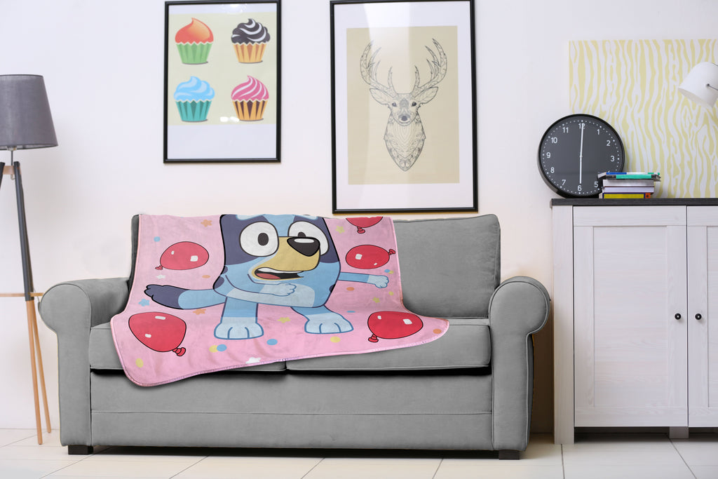 Reversible Sherpa Balloon Party 46" x 60" Throw Blanket, Kids, Pink, Microfiber - Lightweight Plush Warm Blanket for All Seasons Detail