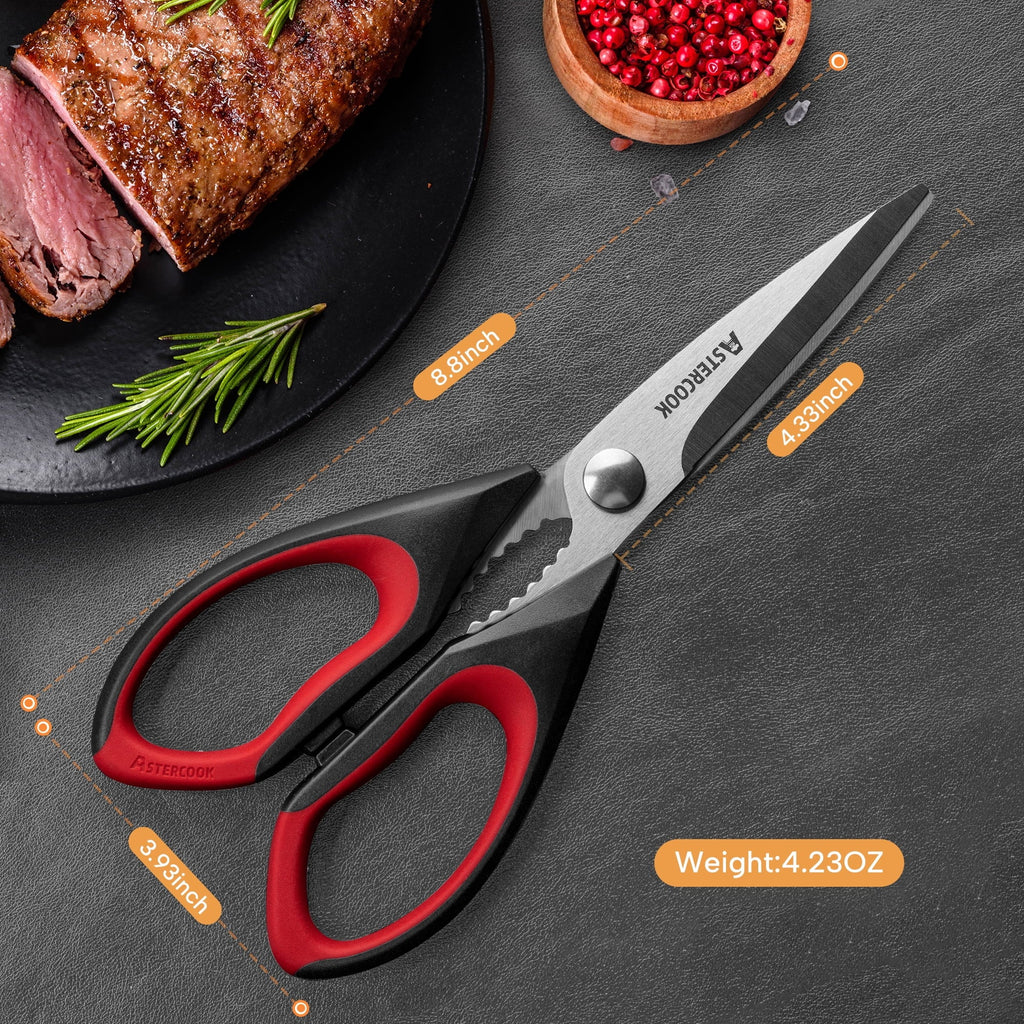 Premium Kitchen 2 Pcs Kitchen Scissors, Heavy Duty Shears with Serrated Blade, Ergonomic Handle Food Scissor for Poultry, H... - Multi-Functional Manual Food Chopper & Slicer Detail
