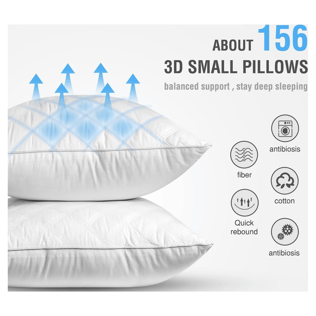 Fluffy Shredded Bed Pillows Queen Size Set of 2 Pillows for Bed 2 Pack Cooling Hotel Collection Down Alternative Pillows 20 x 30 inches - Ergonomic Memory Foam Pillow for Neck Pain Support Detail