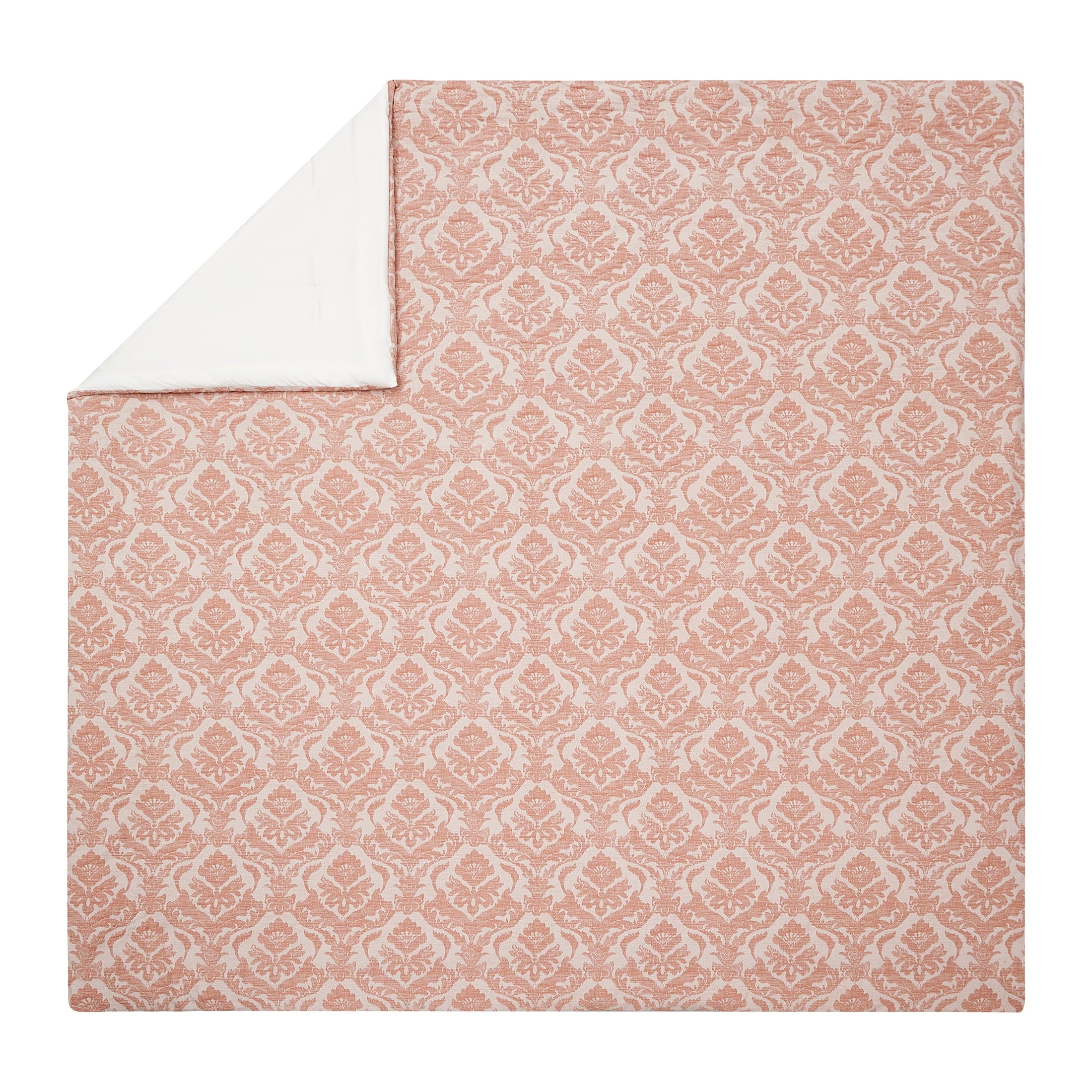 Fluffy Down Alternative Woven Damask 2-Piece Comforter Set, Blush, Full Queen, All Ages - Luxurious Quilted Duvet Cover Set Detail