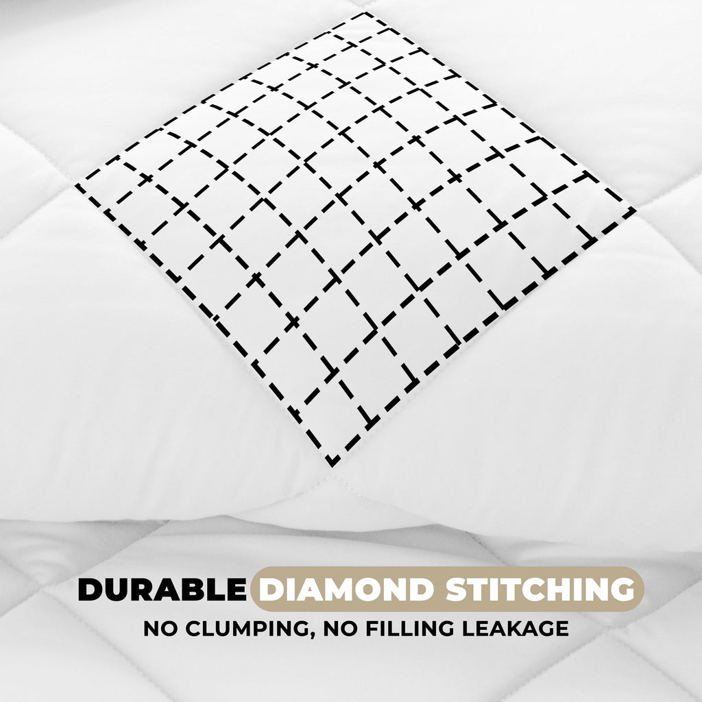 Heavyweight Warmth Lux Decor All-Season Comforter Sets Twin Size 2 PC, Reversible Bedding Set with Diamond Quilted Design Comforter and ... - Luxurious Quilted Duvet Cover Set Detail