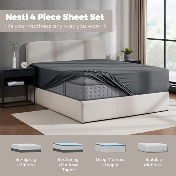 Breathable Luxury Queen Sheets Set, 1800 Series 4 Piece Sheets , Luxury Soft Microfiber Queen Size Bed Sheets Set, Gray - Premium Ultra-Soft Pillowcase Pair for Sleeping Detail