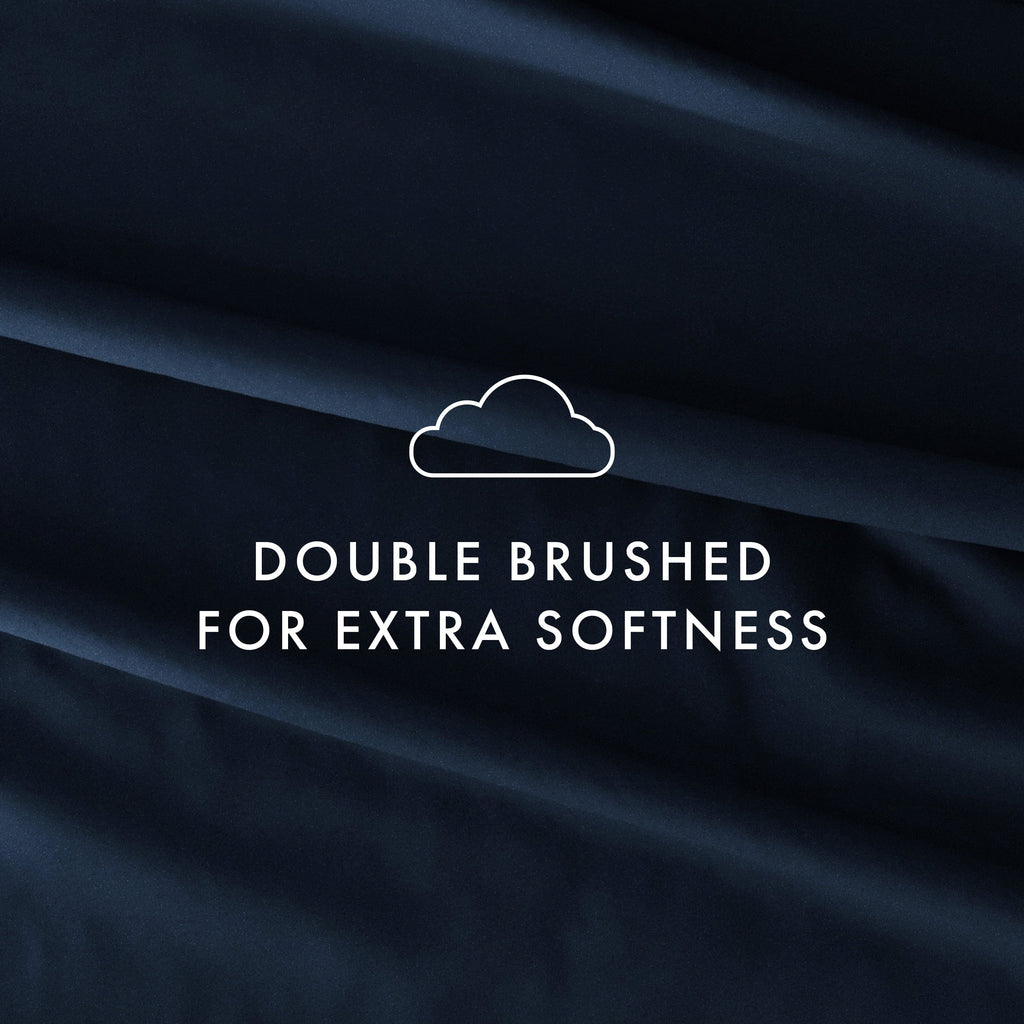 Wrinkle-Resistant 4 Piece Solid Microfiber Bed Sheet Set, Navy, Queen - Cooling Hotel Quality Bedding Sheets and Pillowcases Detail