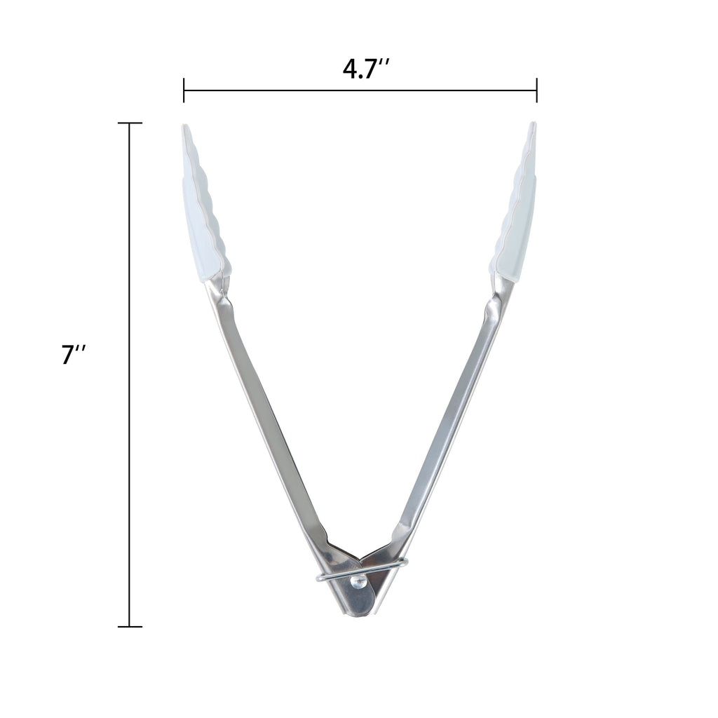 Chef-Quality Stainless Steel and Silicone Mini Food Tongs Grey - High-Precision Culinary Tool for Baking & Cooking Detail