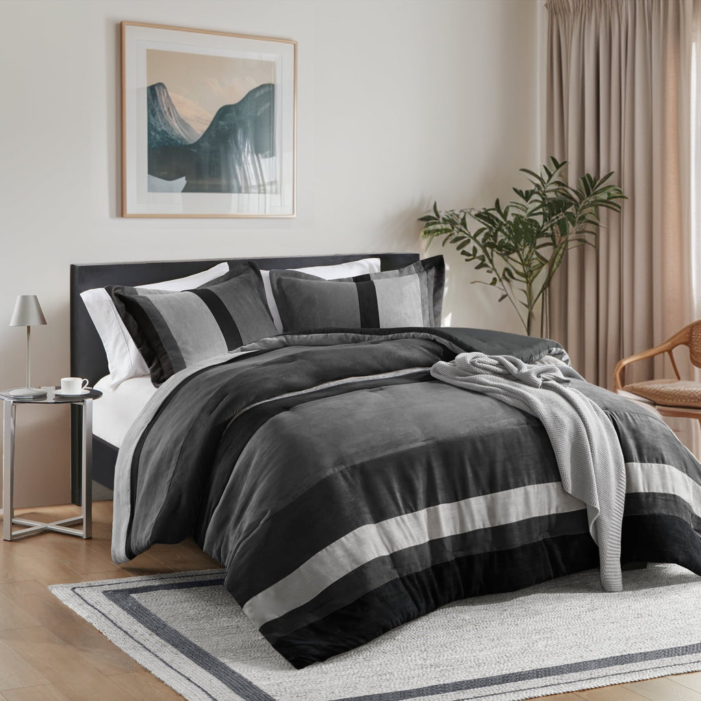 Luxurious Quilted Twin/Twin XL Comforter Set Black, 2 Pieces Faux Suede Comforters Twin/Twin XL Size, Pieced Bedding Comforters Sets, C... - All-Season Down Alternative Comforter Insert Detail
