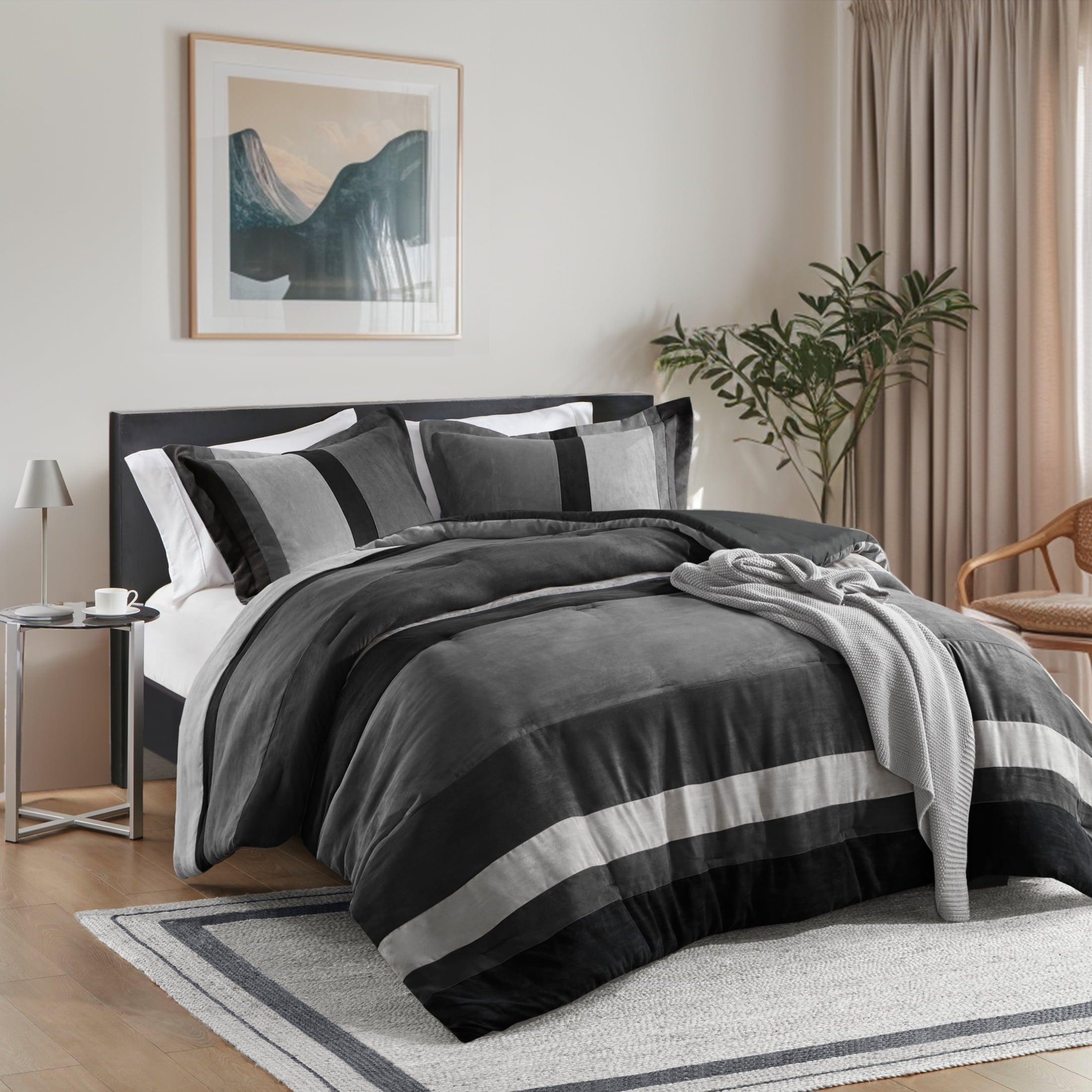 Luxurious Quilted Twin/Twin XL Comforter Set Black, 2 Pieces Faux Suede Comforters Twin/Twin XL Size, Pieced Bedding Comforters Sets, C... - All-Season Down Alternative Comforter Insert Detail