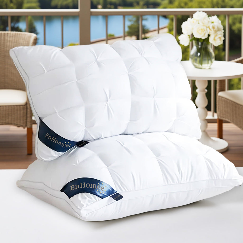 Hotel Collection 2-Pack Luxurious Hotel-Quality ,Resistant to Flattening, All-Season,White - Decorative Throw Pillow Cushion for Sofa & Bed Detail
