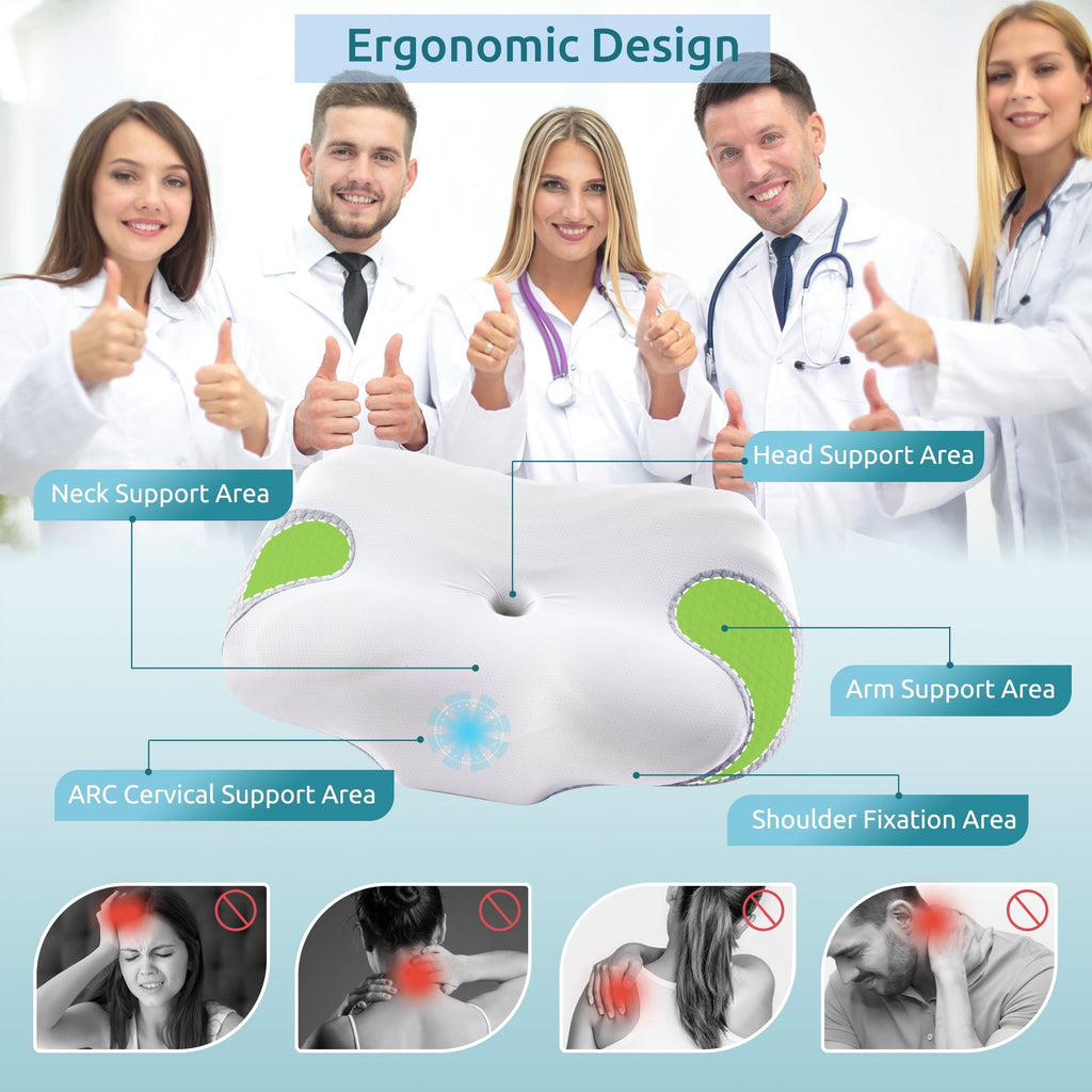 Decorative Plump Cervical Memory Foam Pillow Neck Bed Pillow for Pain Relief Sleeping, Ergonomic Orthopedic for Side Back and Stomach ... - Hotel Quality Plush Sleeping Pillows Detail