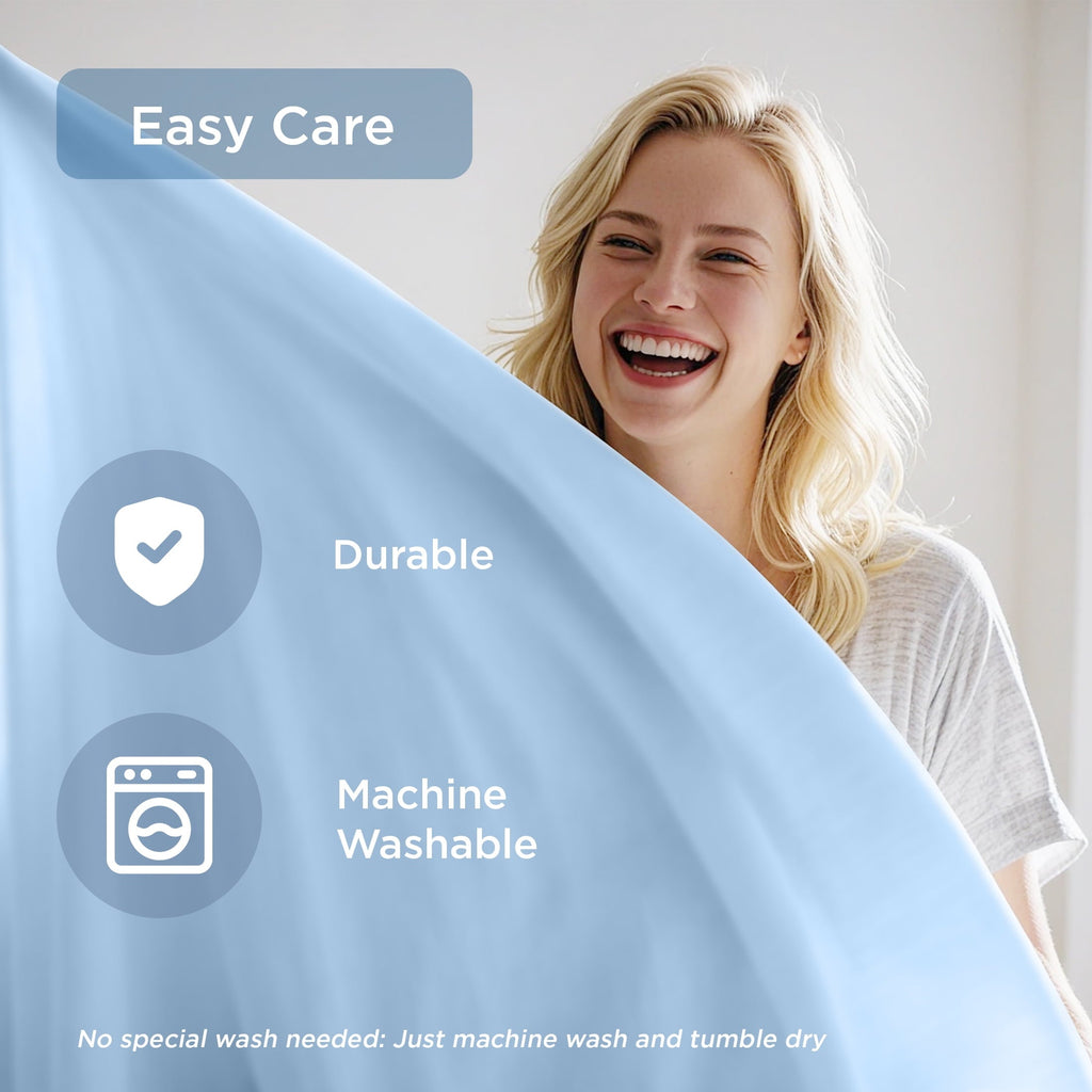 Premium Egyptian Cotton Full/QueenSize Sheet Set, 3 Piece Cooling Bed Sheet with Deep Pocket for Hot Sleepers, Ice Blue - Premium Ultra-Soft Pillowcase Pair for Sleeping Detail