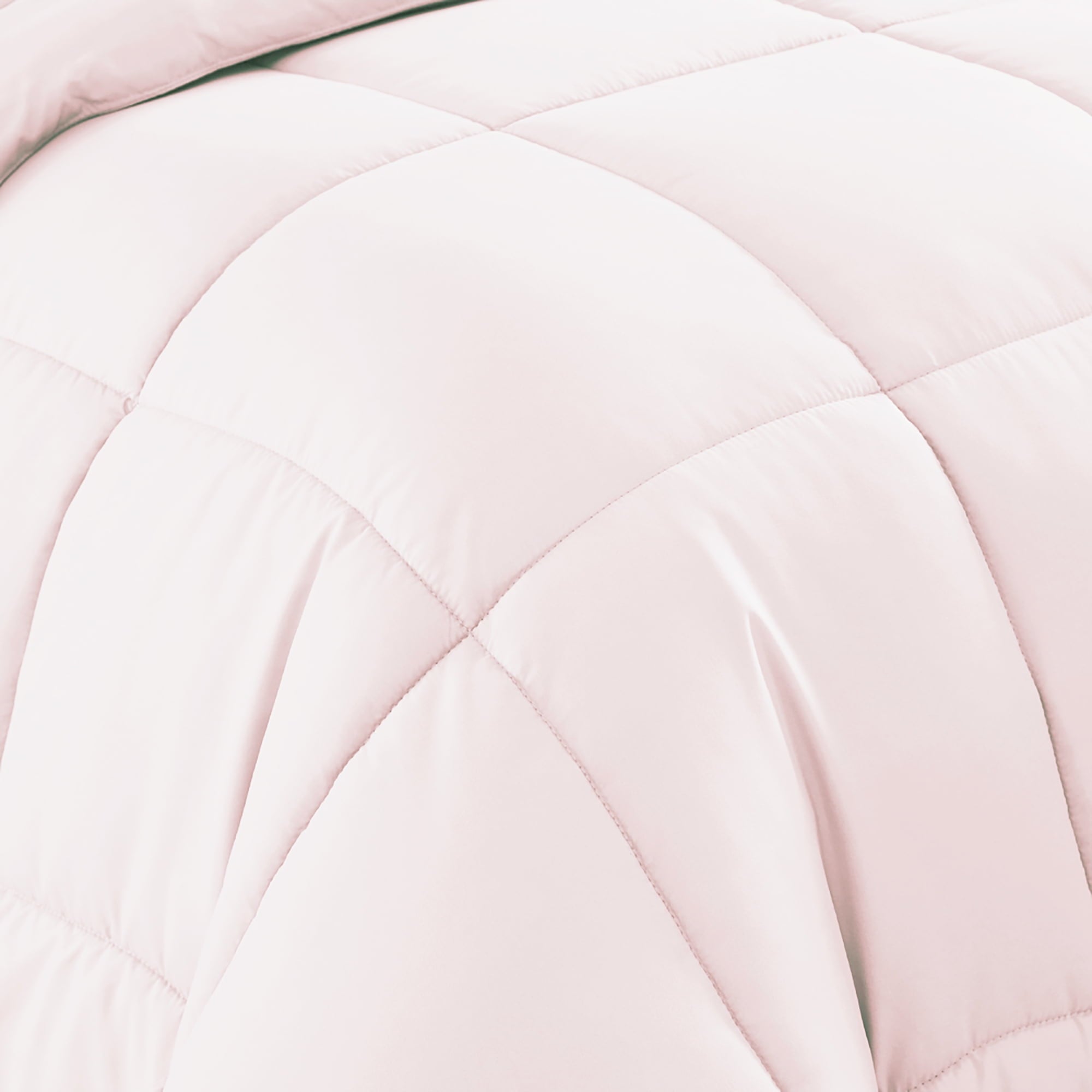 Hypoallergenic Cloud Supreme 7 Piece Bed-In-A-Bag All Season Solid Comforter & Sheet Set, Full, Pale Pink - Luxurious Quilted Duvet Cover Set Detail