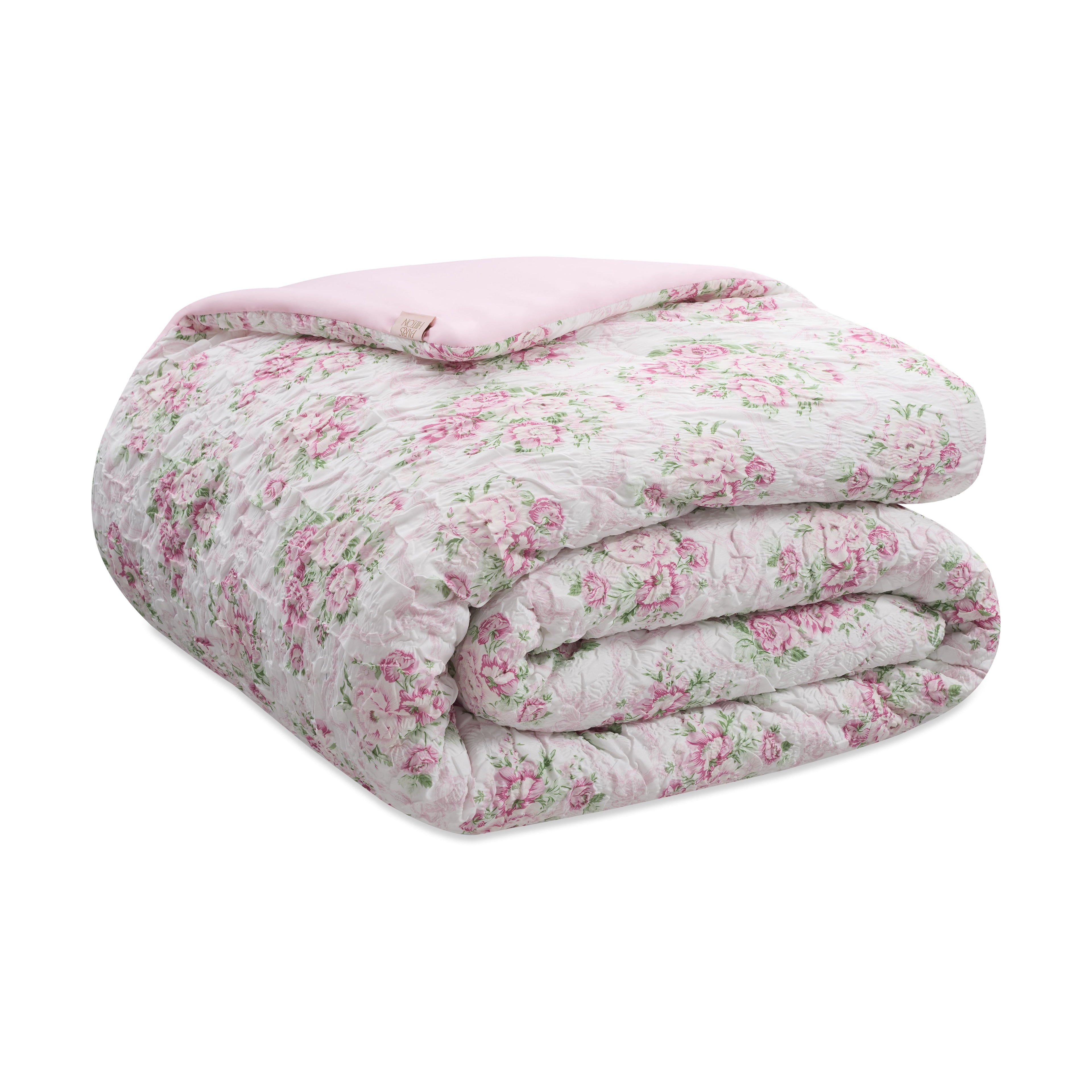 Fluffy Down Alternative 2-Piece Coquette Floral Pink Comforter Set, Twin/Twin XL - Cloud-Like Soft Lightweight Bed Comforter Detail