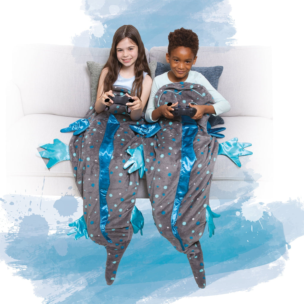 Super Soft Flannel Tails, The Original Wearable Blanket with Sleeves, Super Soft Throw Fleece, Axolotl, Ages 5+ - Luxury Knitted Decorative Throw Blanket with Fringes Detail
