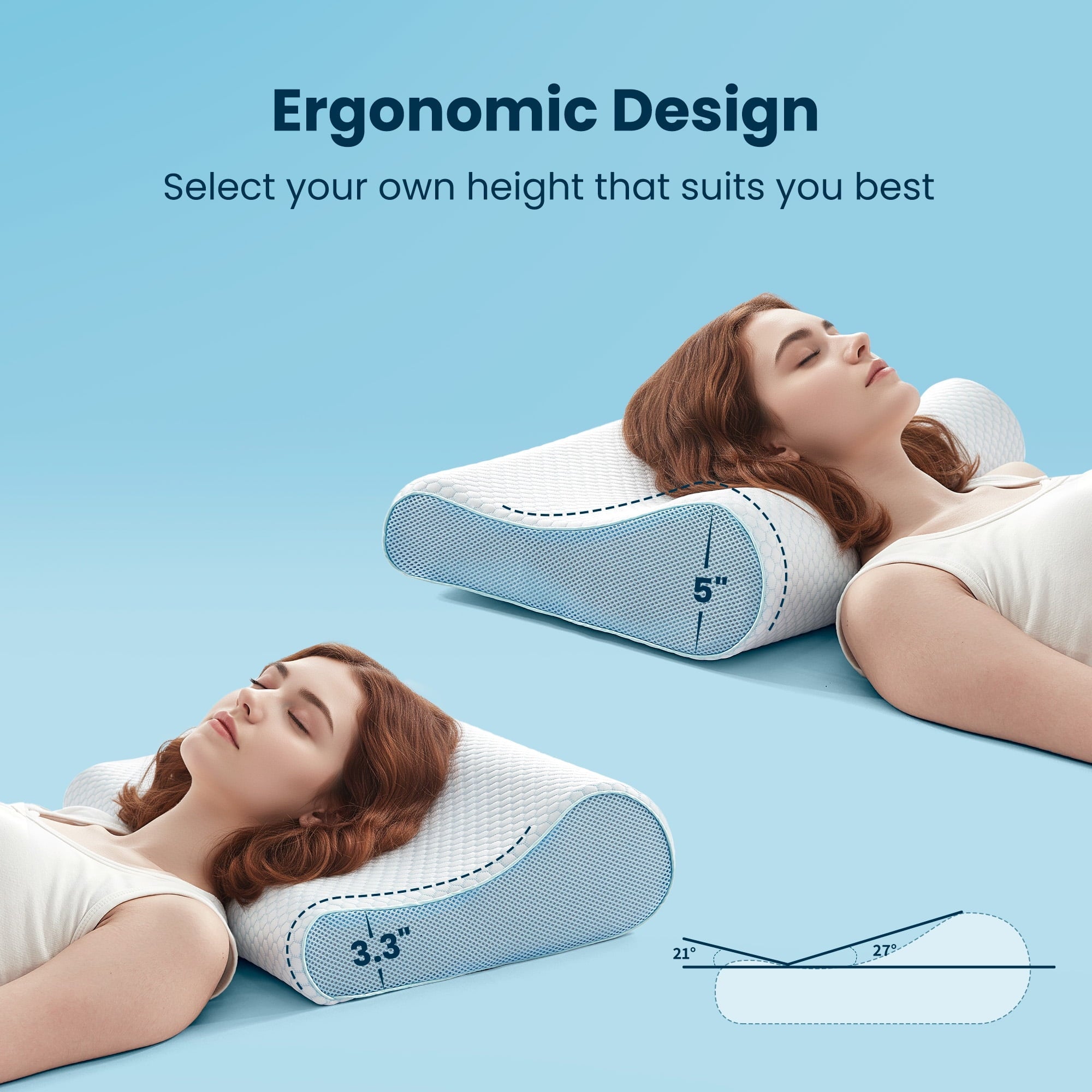 Fluffy Shredded Standard Cooling Memory Foam Pillow, Ergonomic Adjustable Orthopedic Contour Bed Pillows Neck Support for Side Back S... - Hotel Quality Plush Sleeping Pillows Detail
