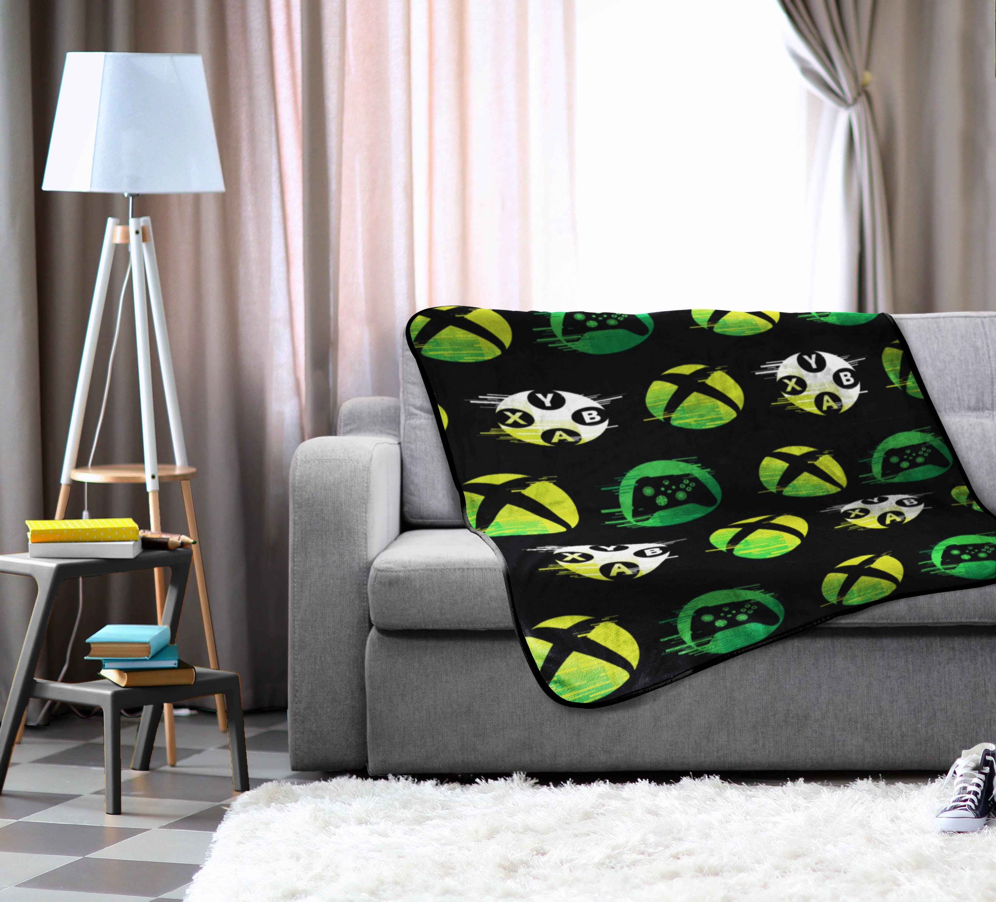 Lightweight Warm Head Glow In The Dark Kids Throw Blanket, 46 x 60, Microfiber, Black - Luxury Knitted Decorative Throw Blanket with Fringes Detail